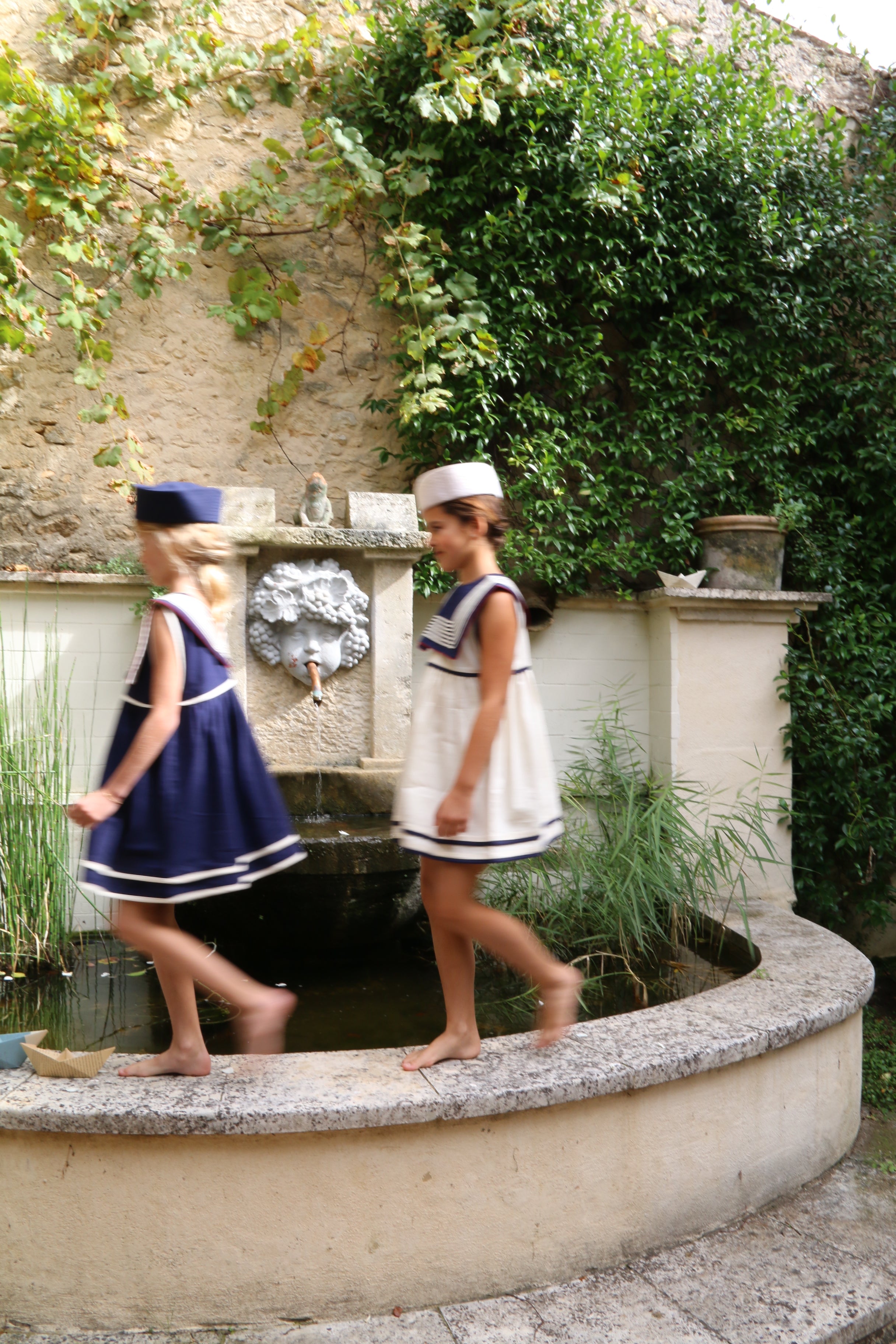 BONJOUR DIARY Sailor dress Dark navy blue solid Denim