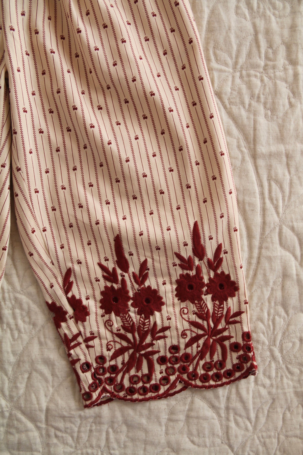 BONJOUR DIARY Trousers Provencal print - denim eyelette 2