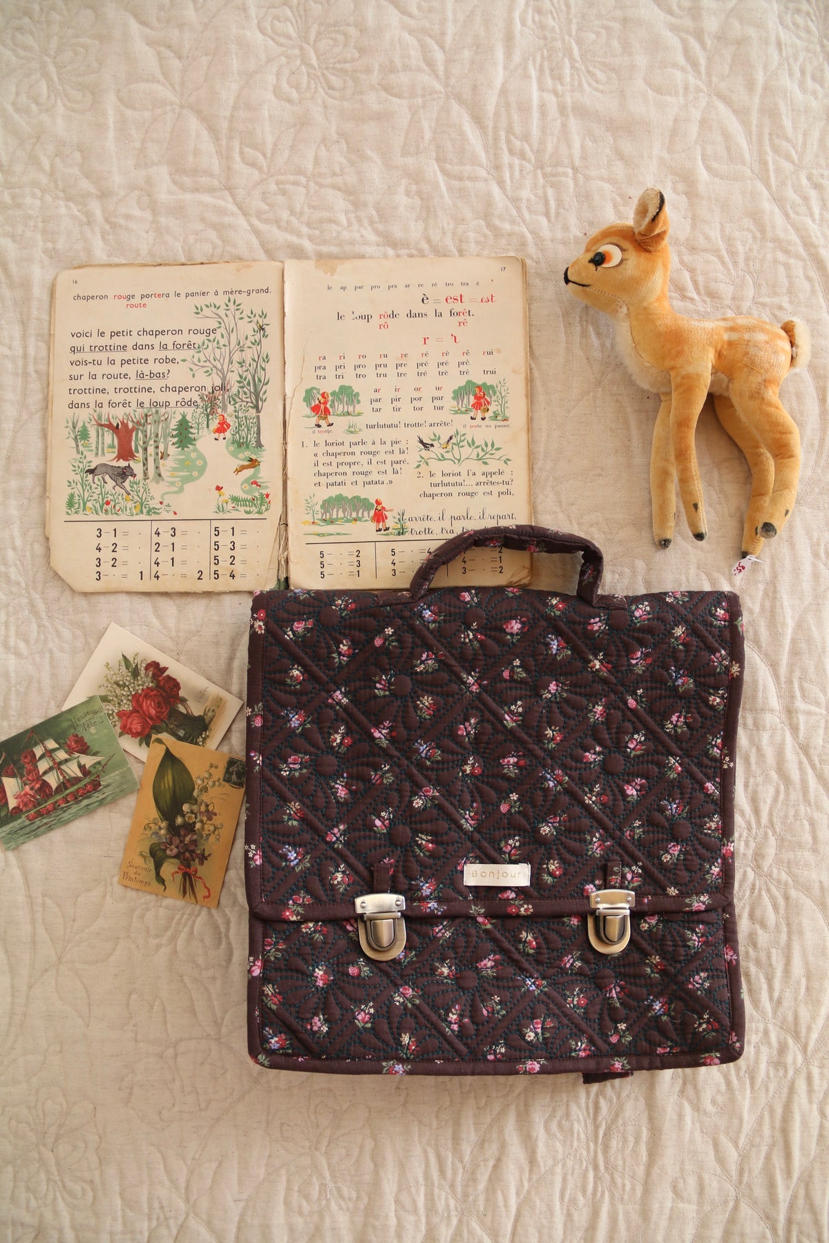 BONJOUR DIARY School bag Little bouquet print