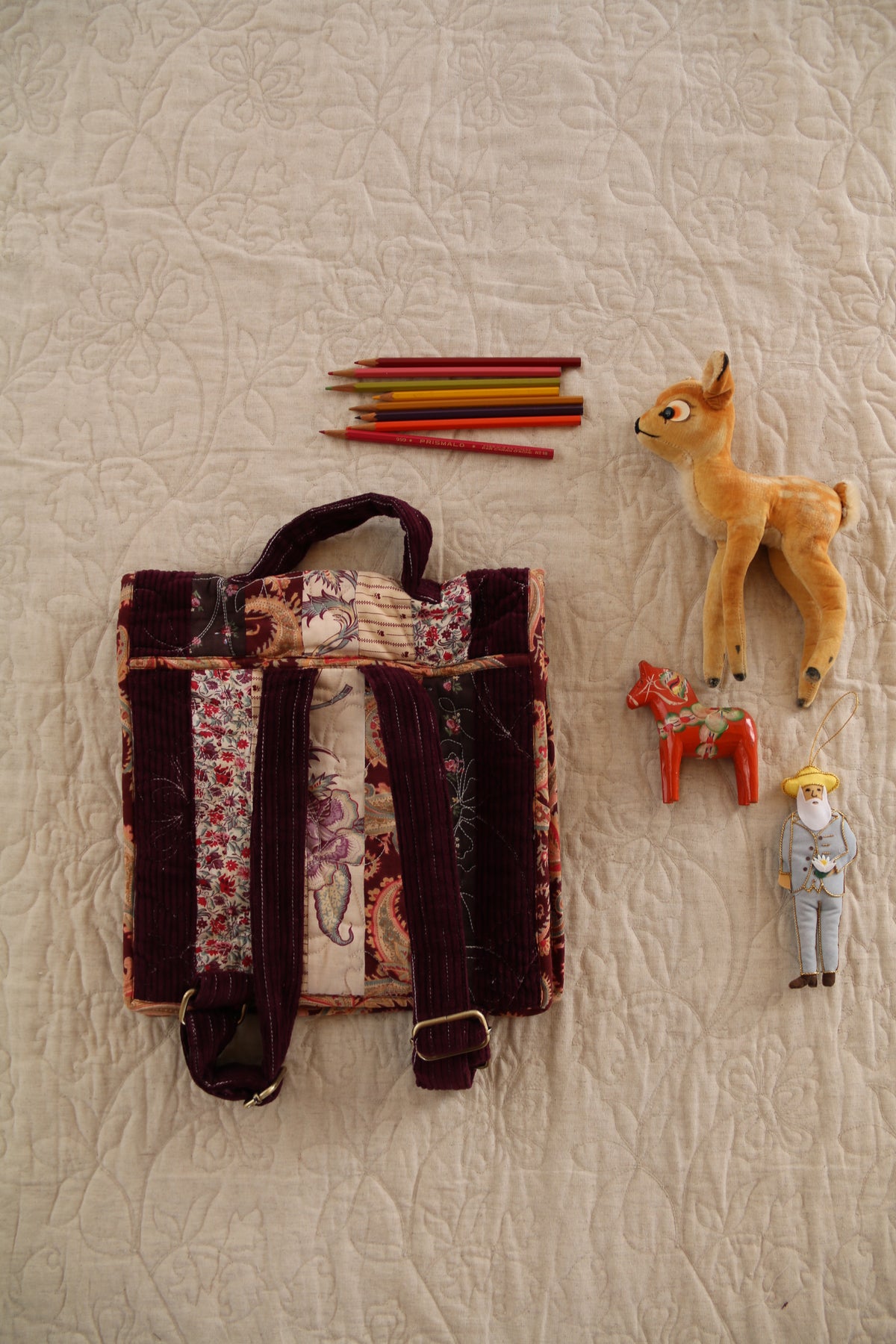 BONJOUR DIARY Patchwork school bag all AW26 prints