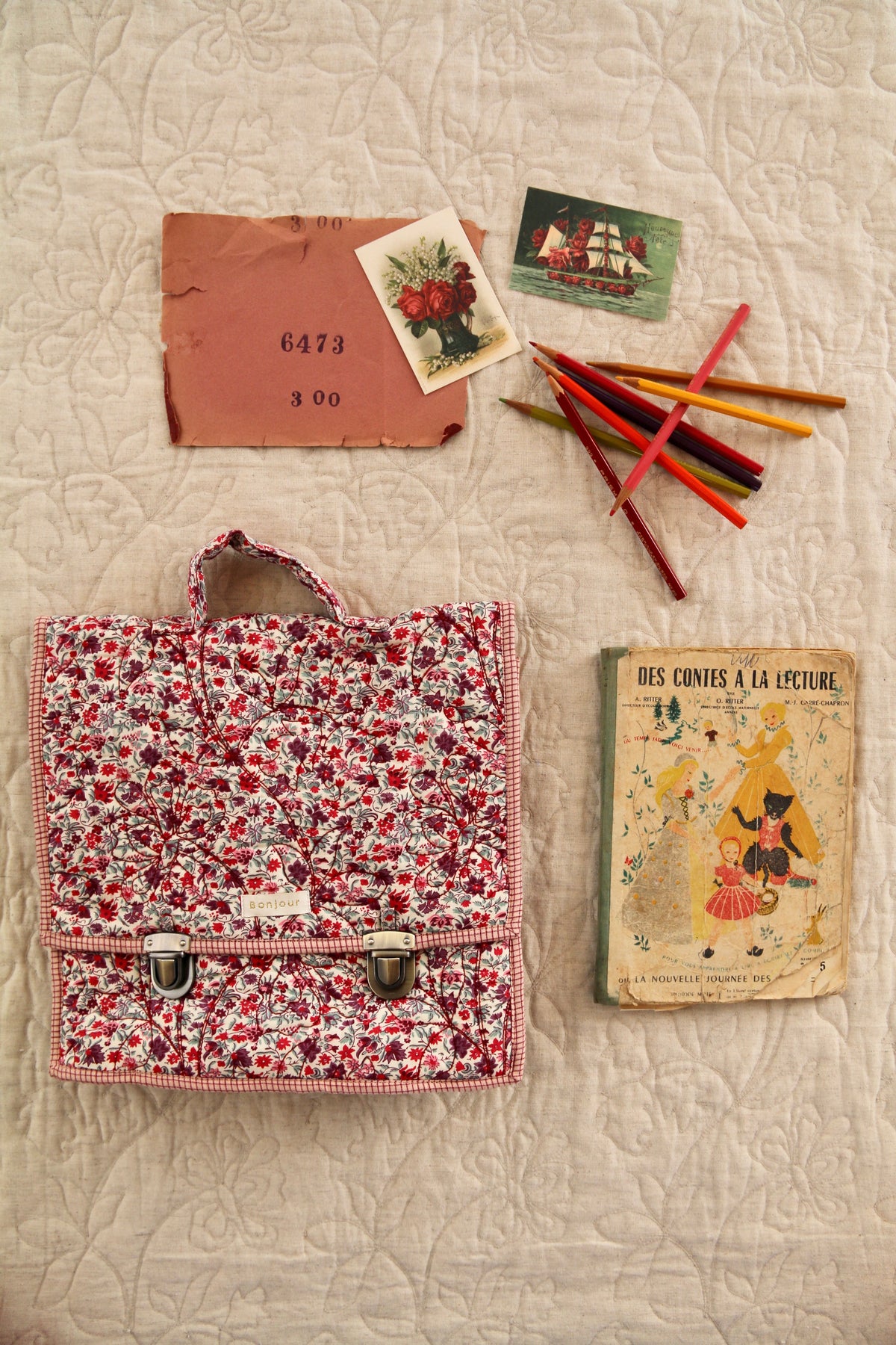 BONJOUR DIARY School bag Flowers field print