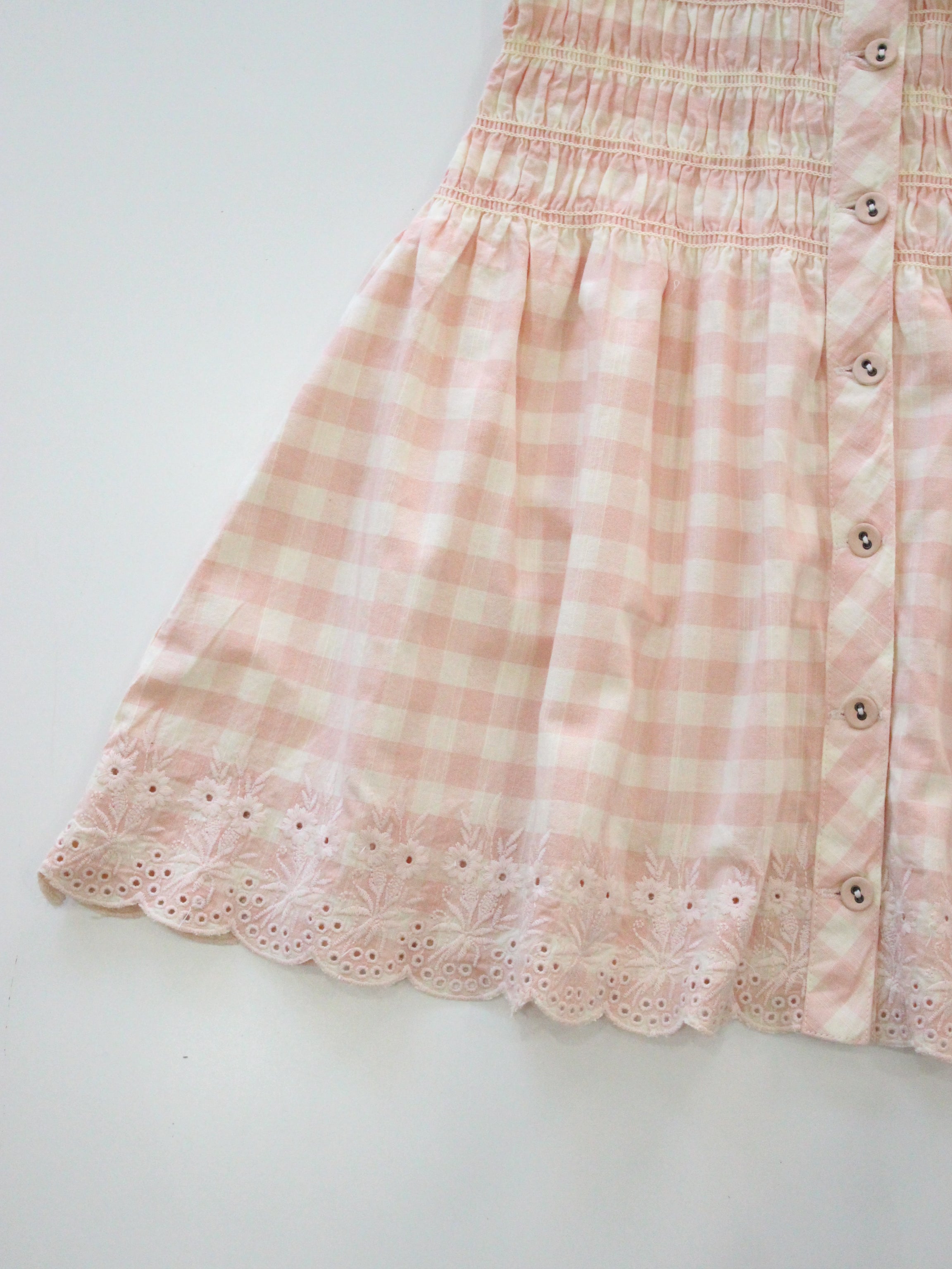 BONJOUR DIARY Emb. tunic + hair clip Pink Vichy with small design eyelete emb