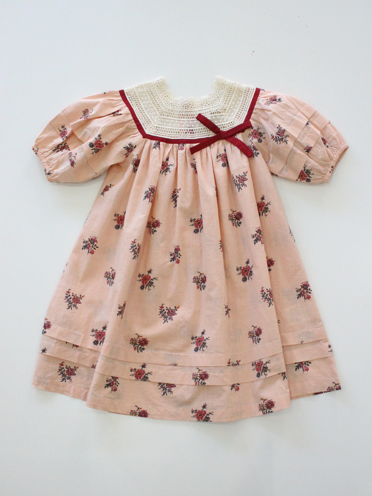 BONJOUR DIARY Princess dress Pink garden flowers print - cotton voile