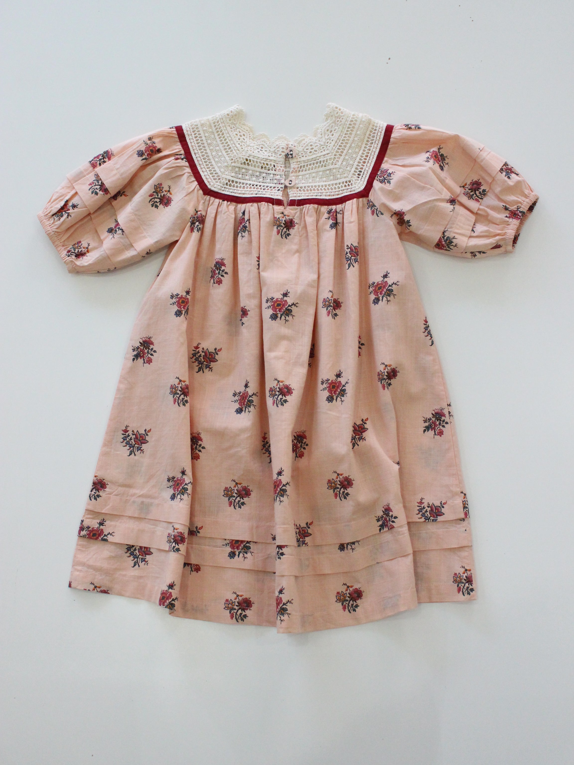 BONJOUR DIARY Princess dress Pink garden flowers print - cotton voile