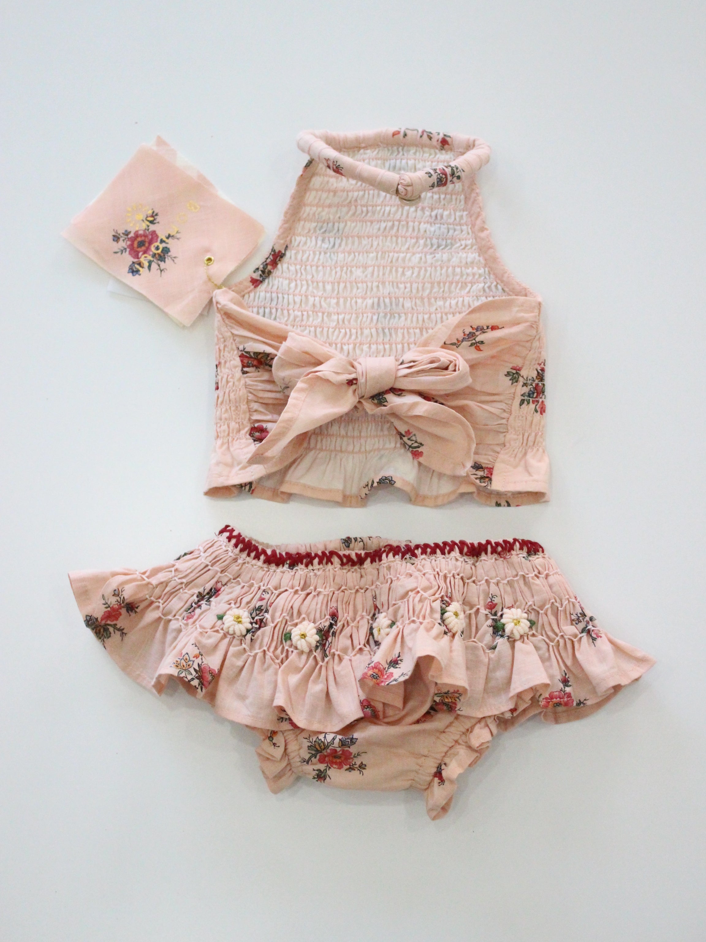 BONJOUR DIARY Swimsuit Pink garden flowers print - cotton voile