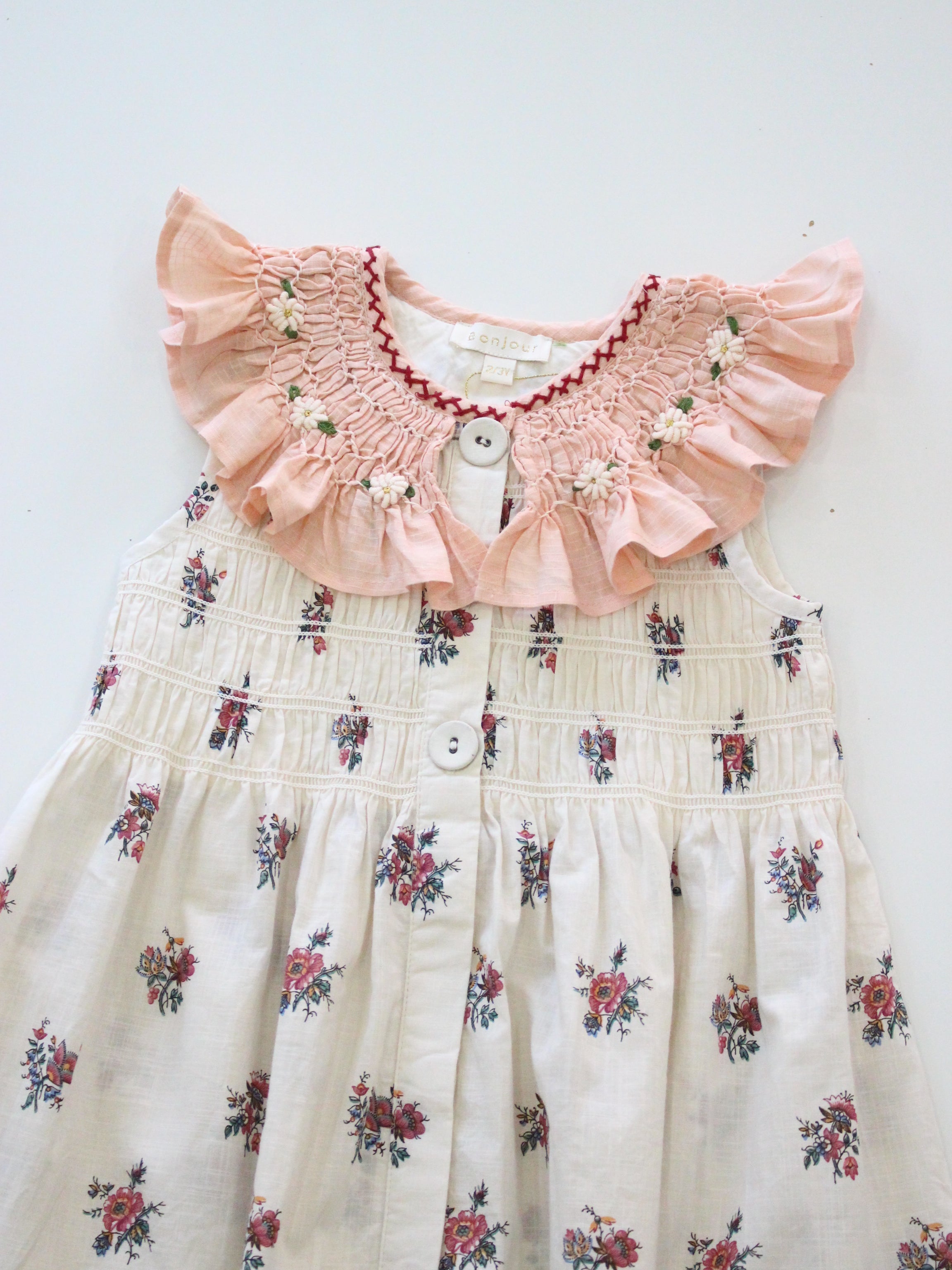 BONJOUR DIARY Tunique with hair clip Garden flowers print - cotton voile