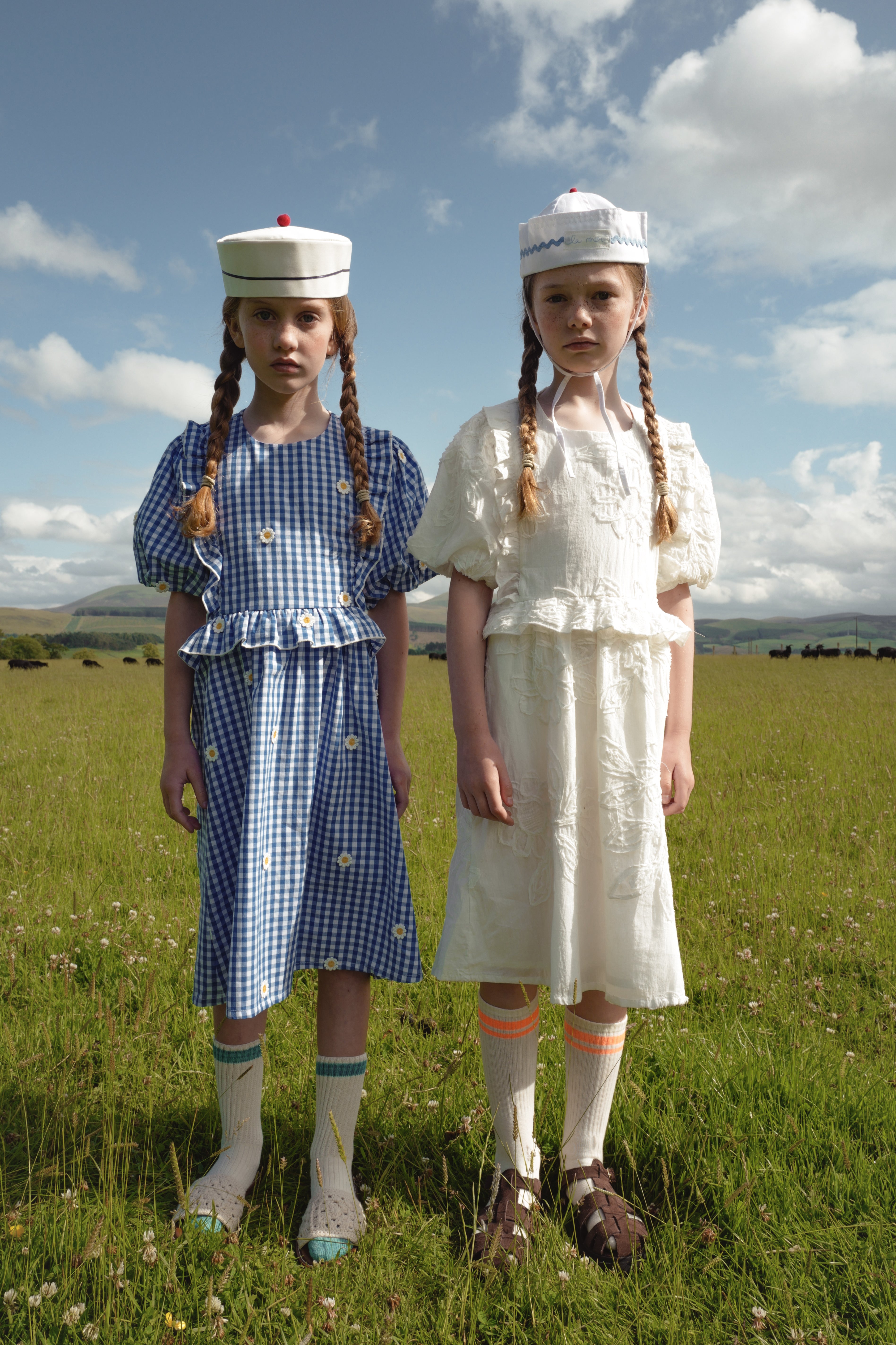 FISH & KIDS DAISY FLOWERS DRESS BLUE