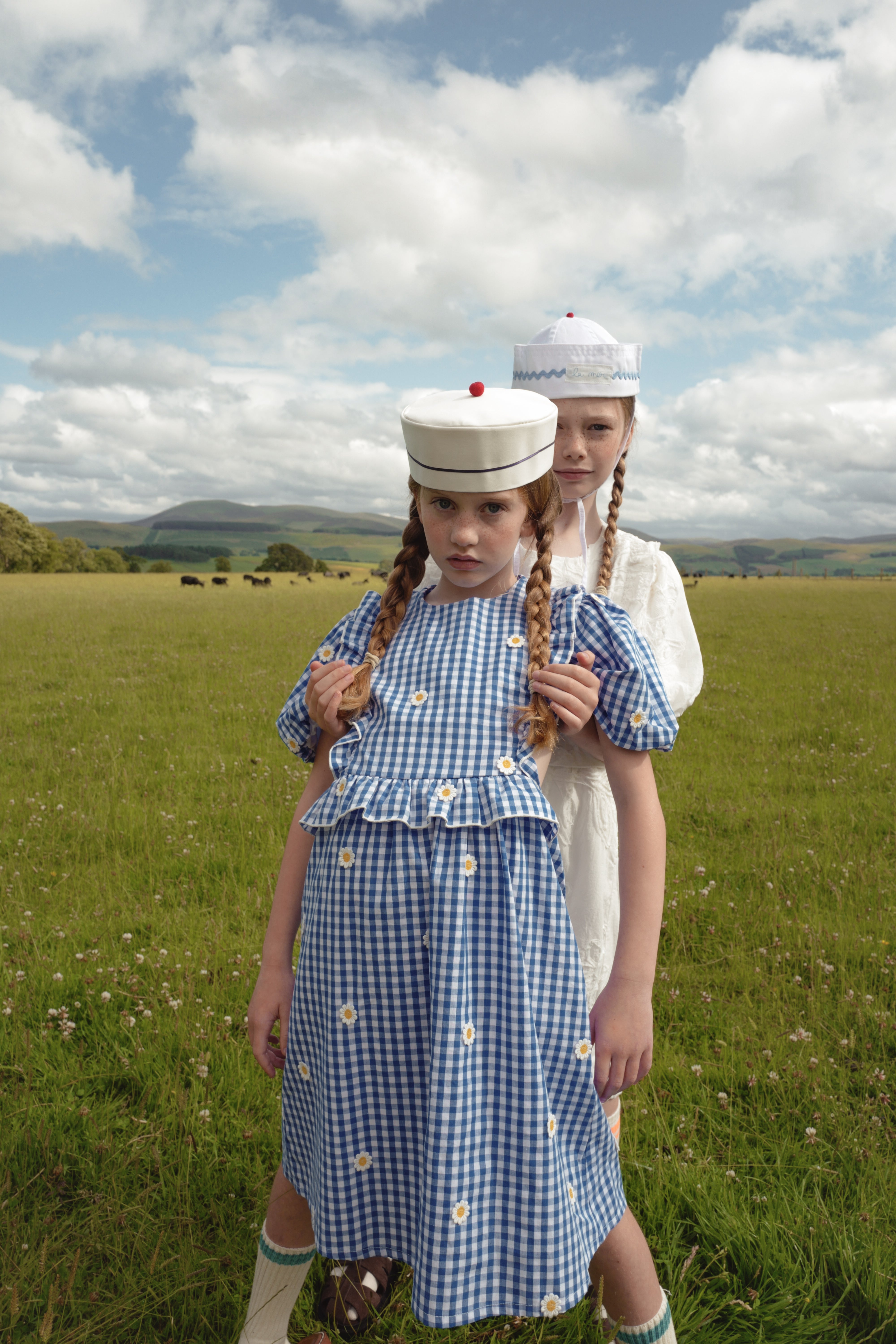 FISH & KIDS DAISY FLOWERS DRESS BLUE