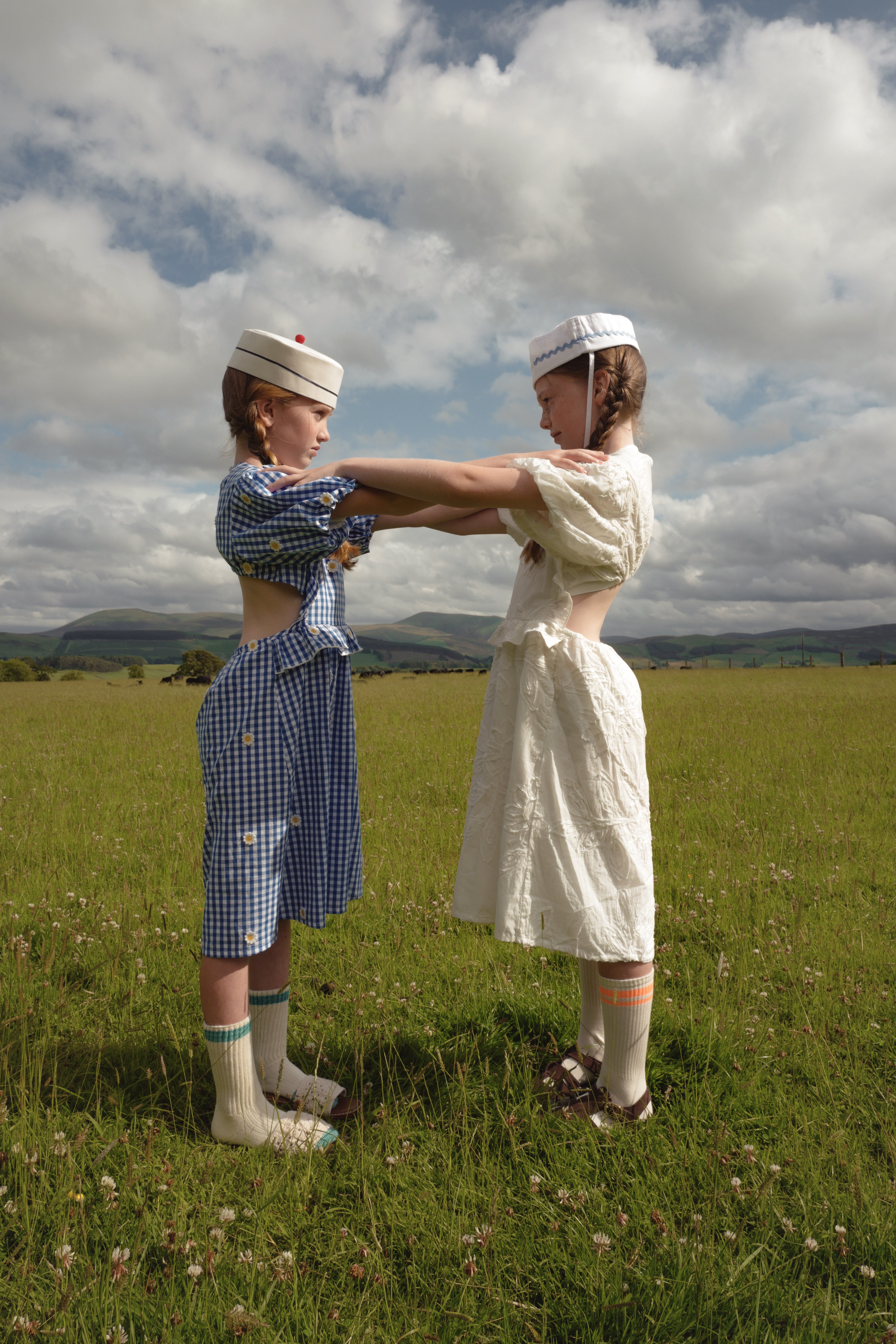 FISH & KIDS DAISY FLOWERS DRESS BLUE