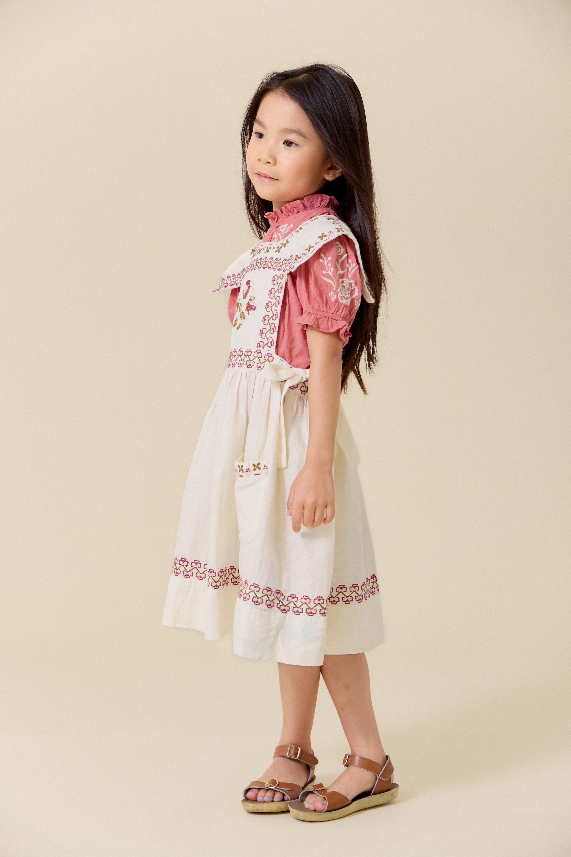 LALi Polly Pinafore Dress in Antique White