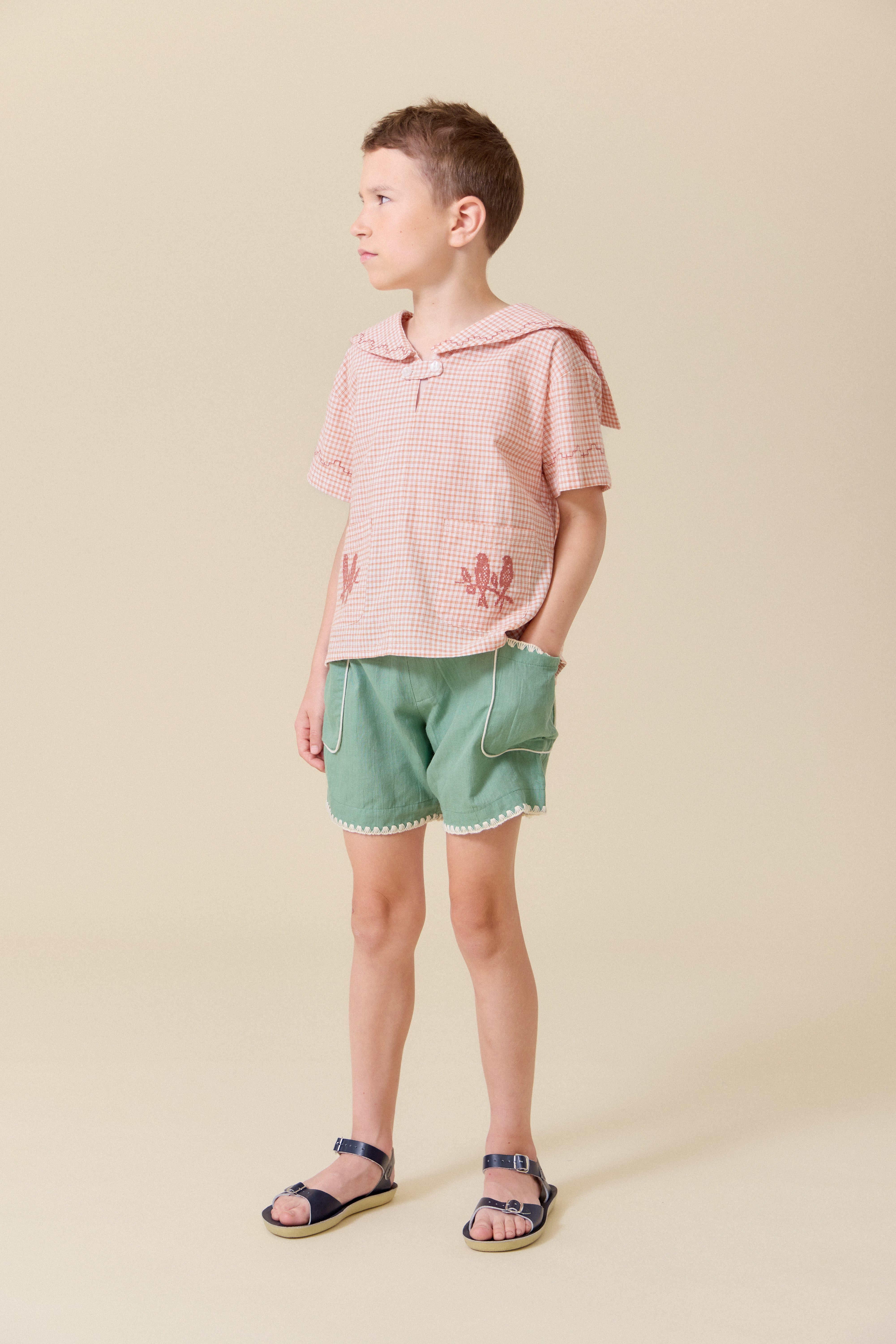 LALi Sailor Shirt in Cantaloupe Chex