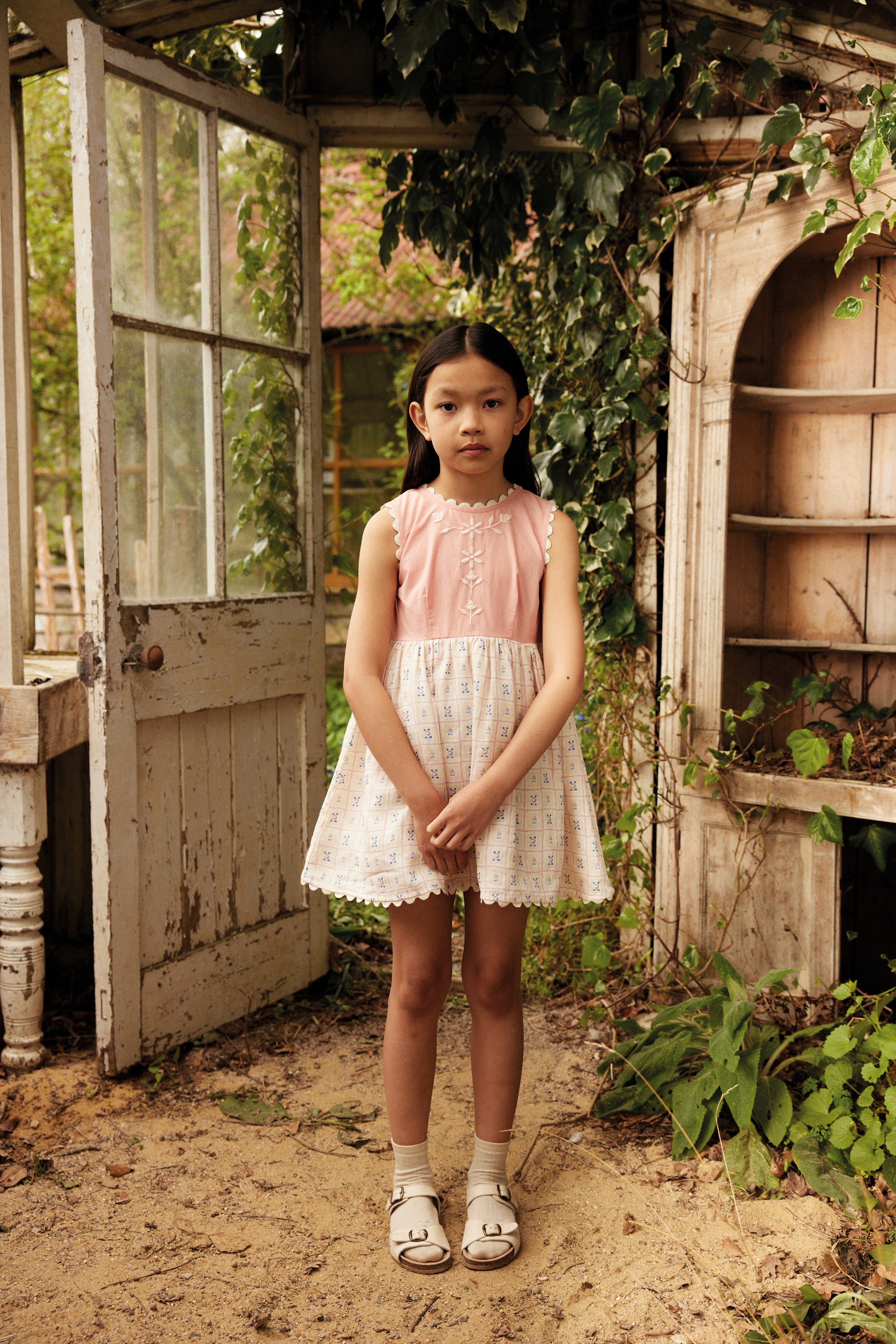 APOLINA LOLA DRESS ROSEPANEL CREAM/PEONY