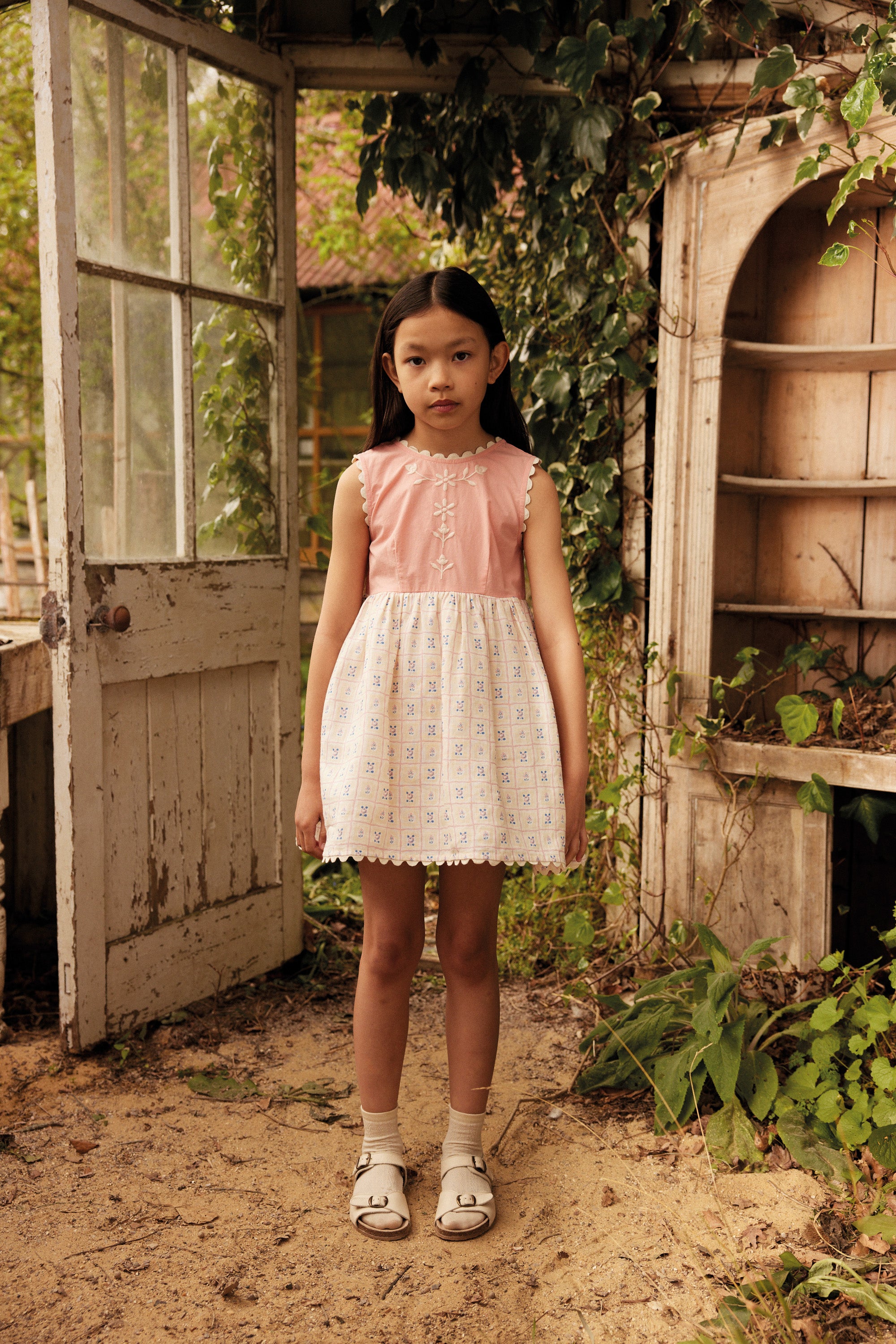 APOLINA LOLA DRESS ROSEPANEL CREAM/PEONY