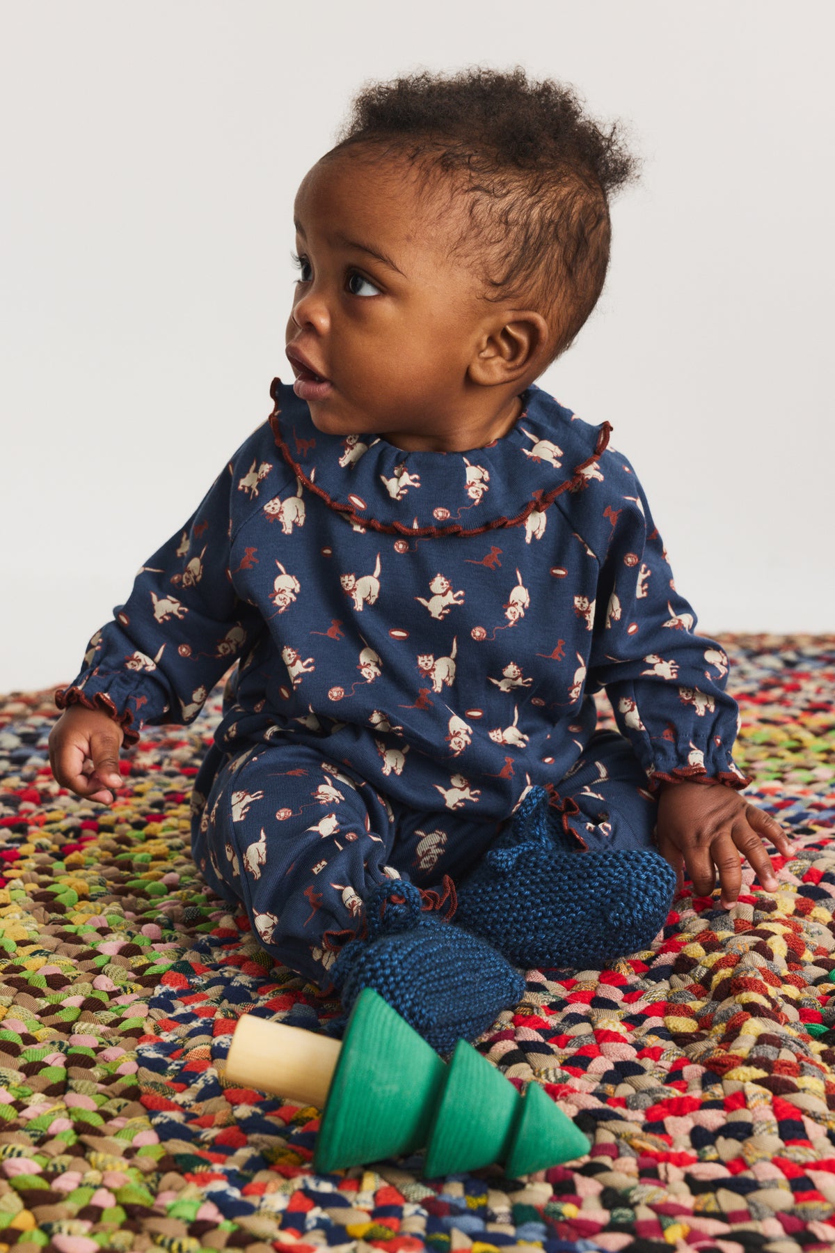 Misha & Puff BABY PIERROT ONESIE (CANDYFLOSS CAT & MOUSE) 26wi Drop1