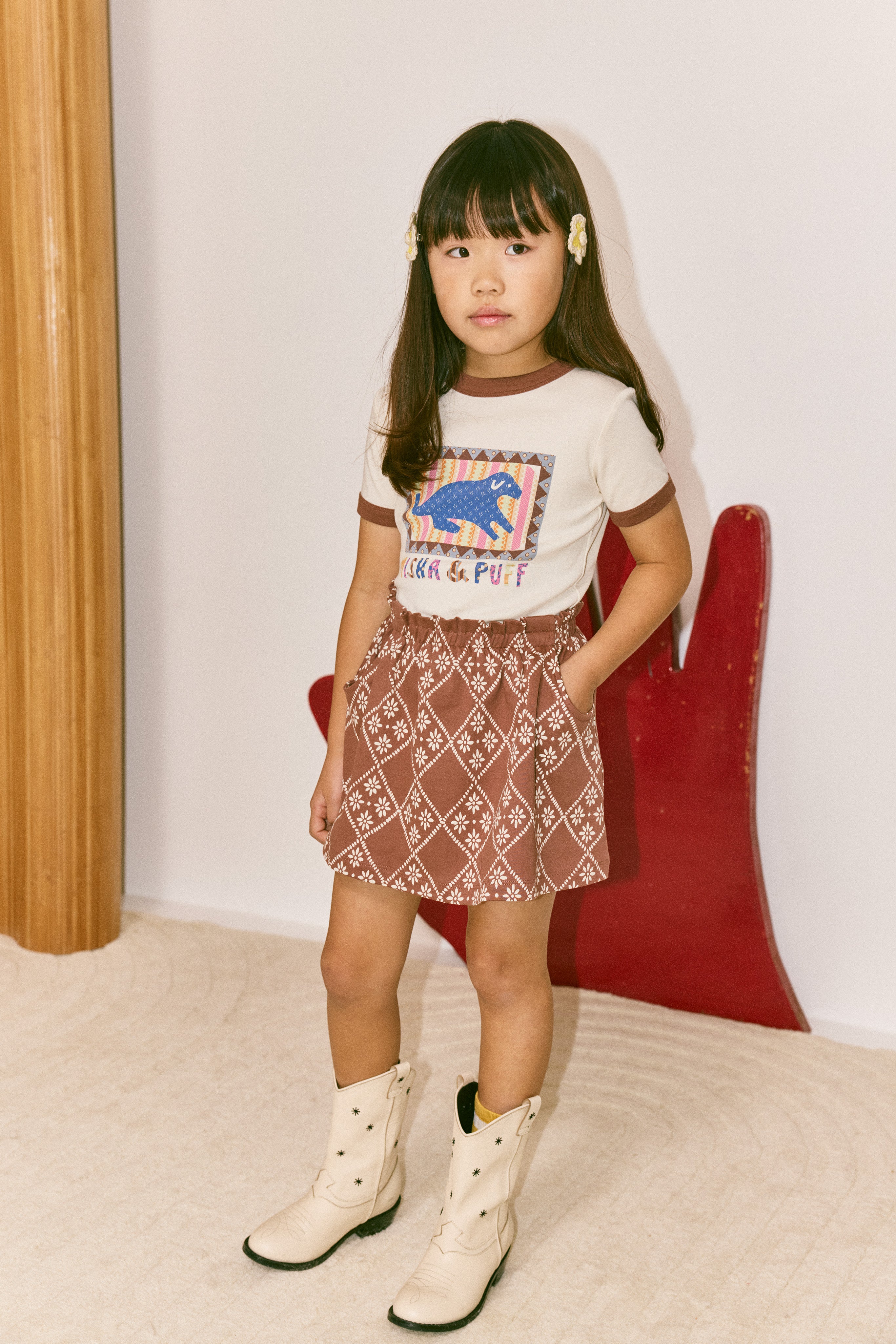 Misha & Puff DOG COLLAGE RIGER TEE MARZIPAN 26ss Drop1