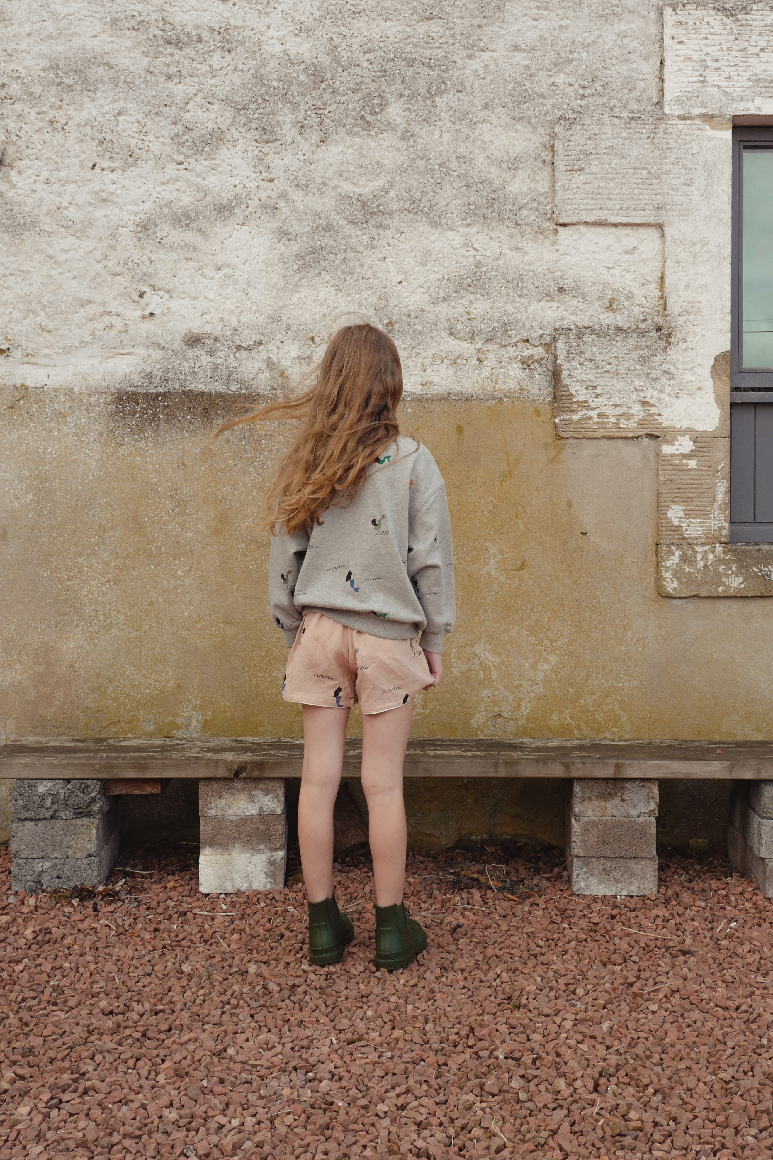 FISH & KIDS ALLOVER EMBROIDERY MERMAID SHORT