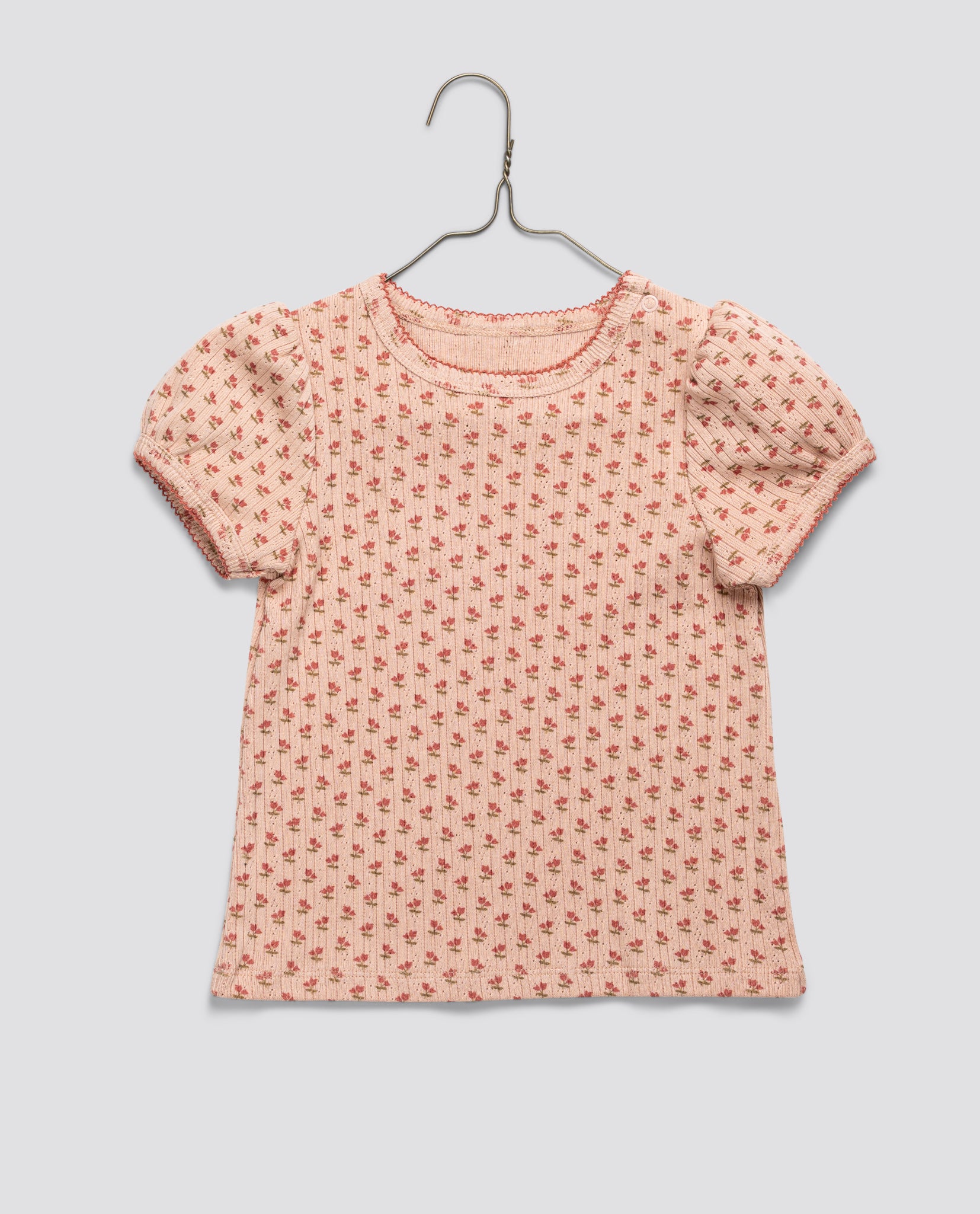 little cotton clothes Pointelle T-shirt in Tulip Floral