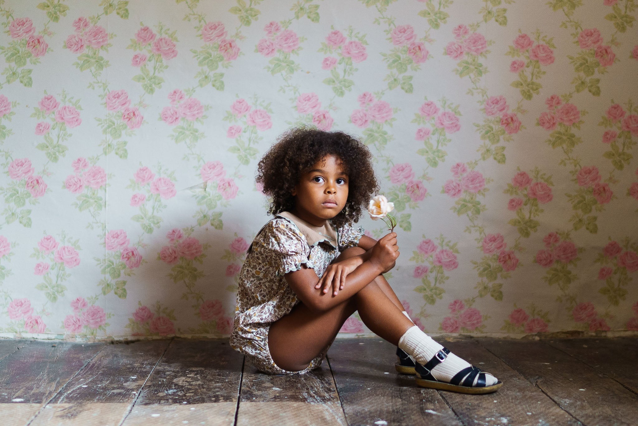 little cotton clothes Emille Romper Yarrow Floral
