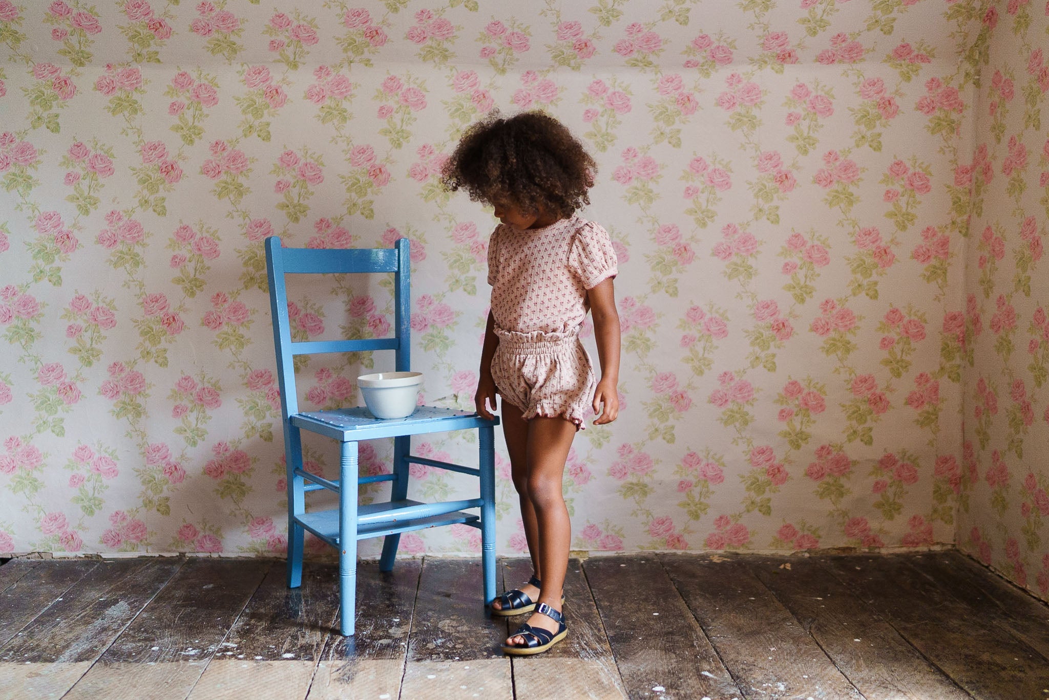 little cotton clothes Pointelle T-shirt in Tulip Floral
