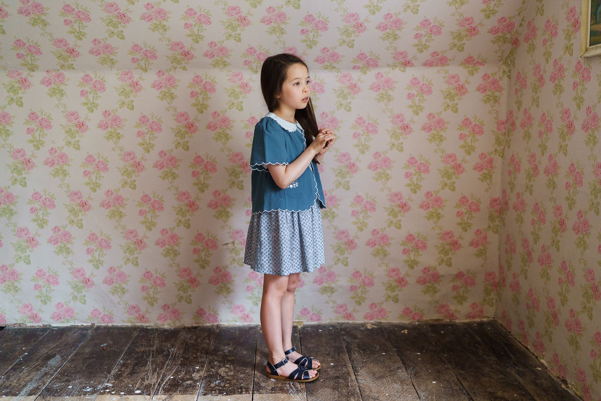 little cotton clothes Flora Jacket in Pier Blue