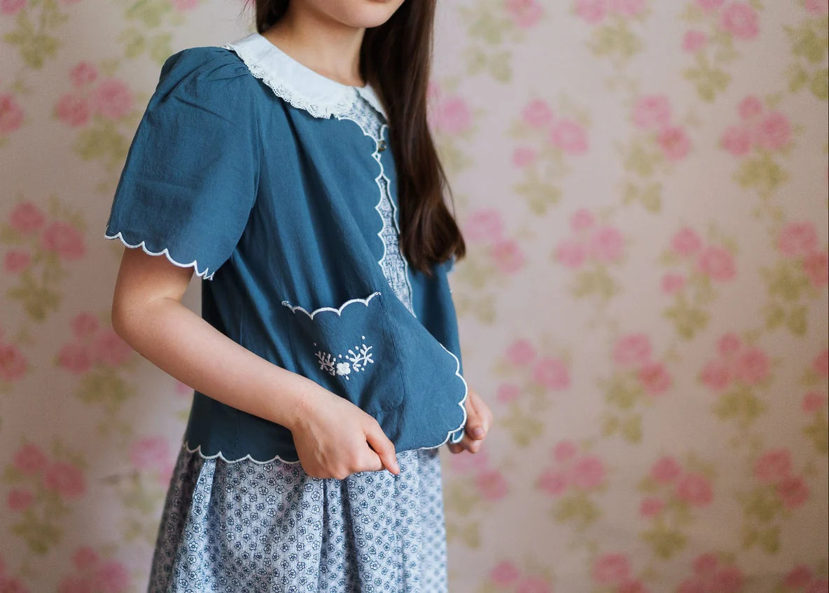 little cotton clothes Flora Jacket in Pier Blue