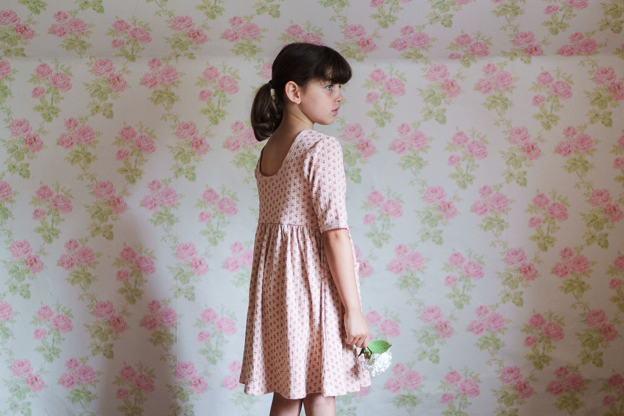 little cotton clothes June Pointelle Dress in Tulip Floral