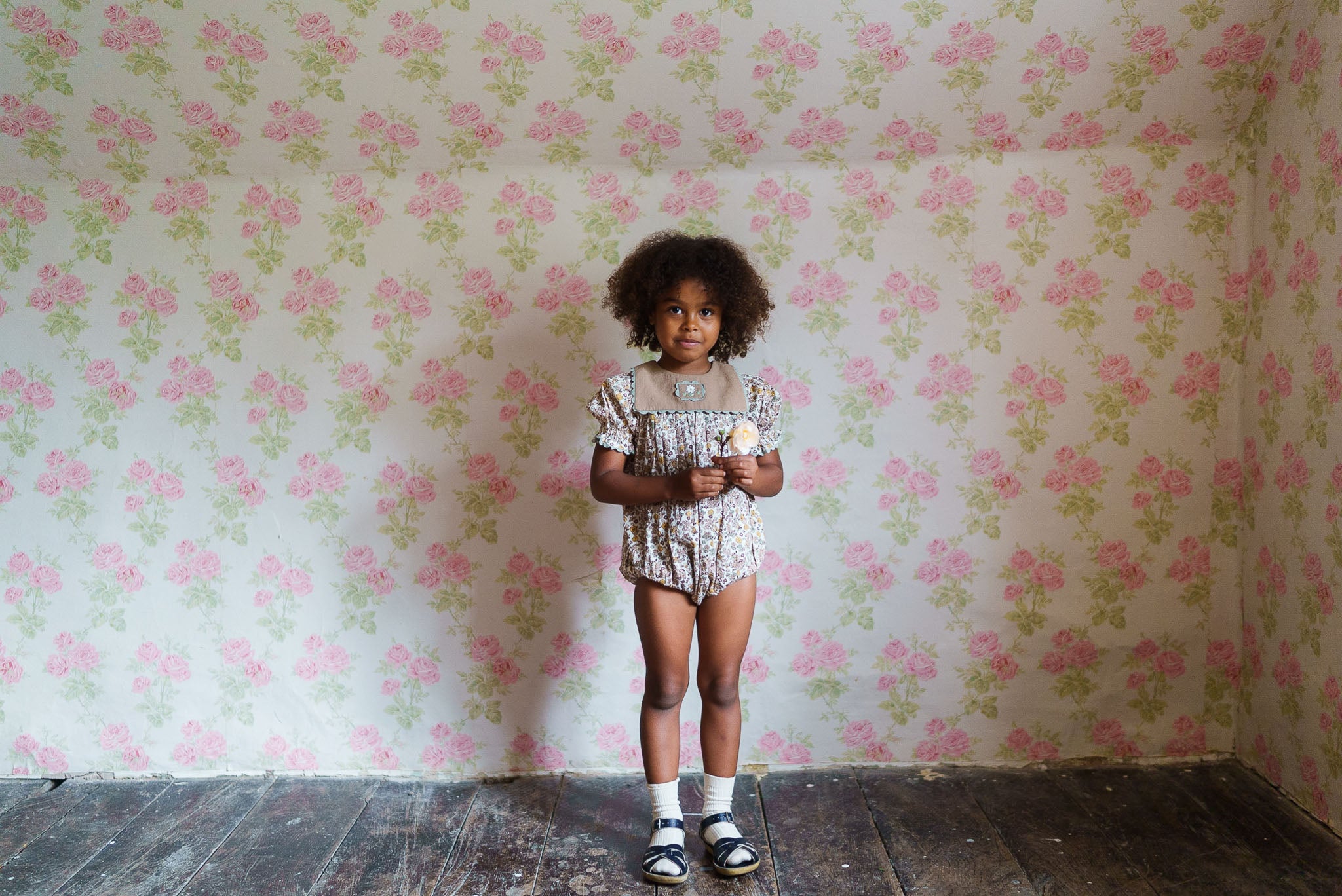 little cotton clothes Emille Romper Yarrow Floral