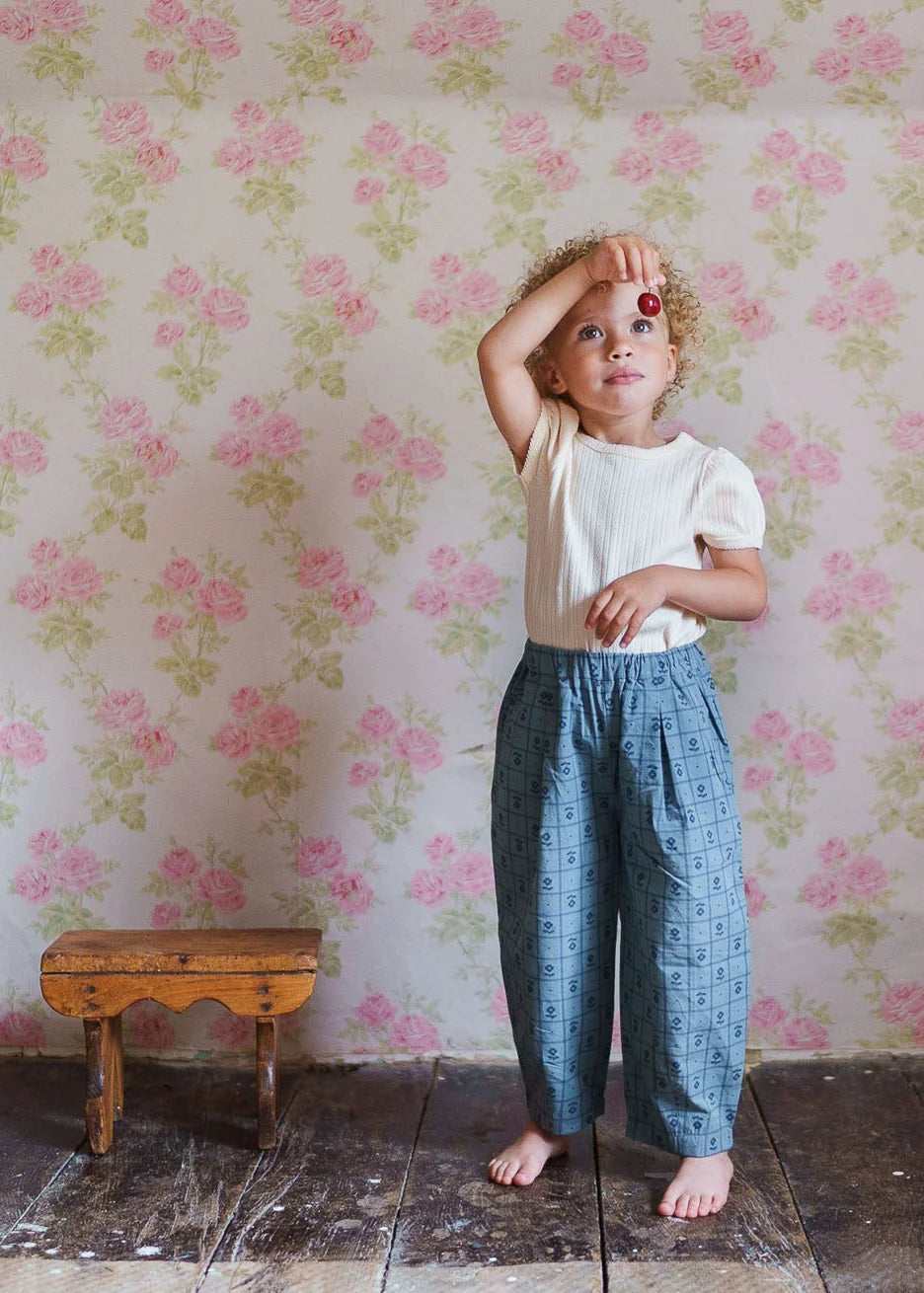 little cotton clothes Pointelle T-shirt in Buttermilk