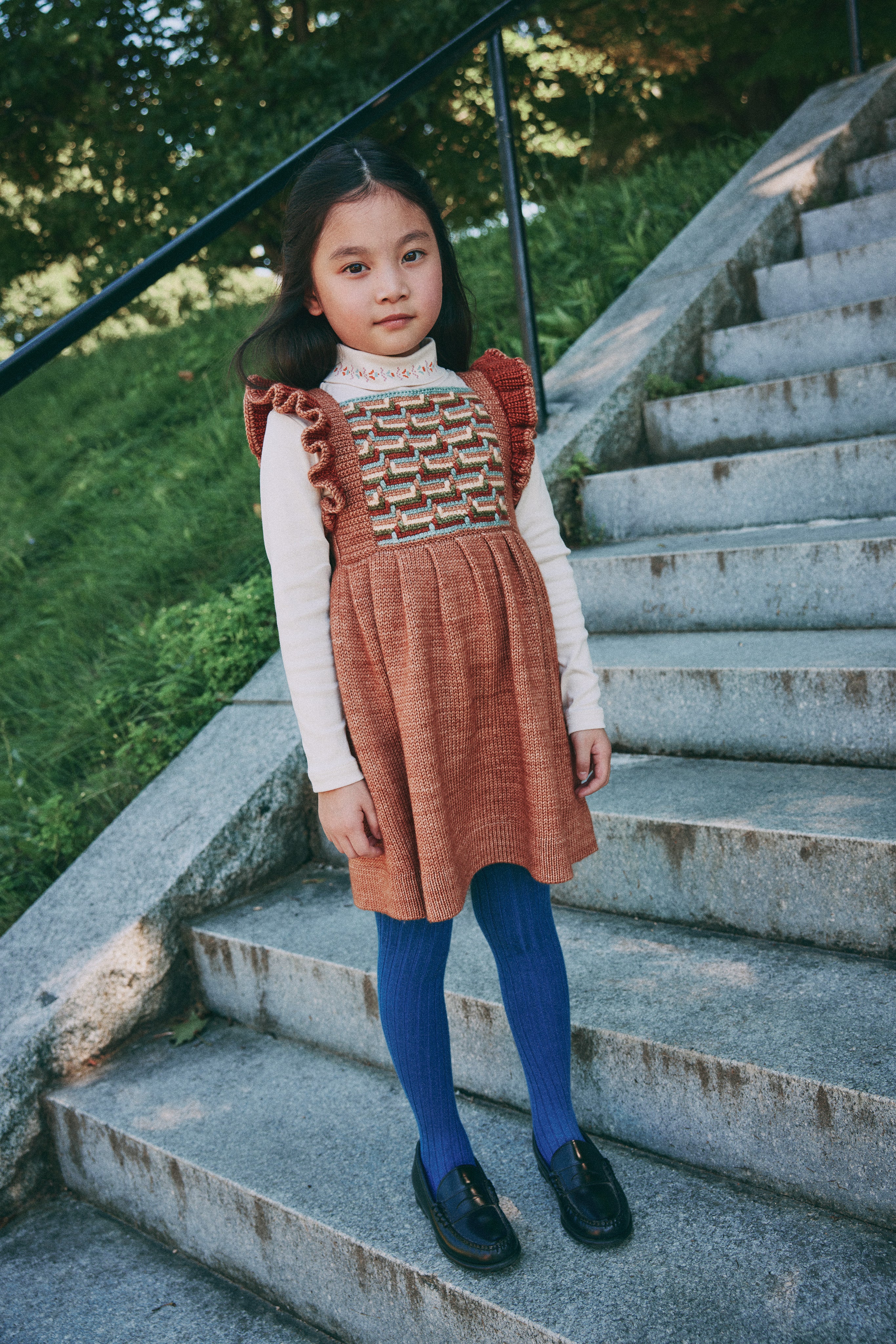 Misha & Puff STAIR STEP DRESS ROSE GOLD 26FA Drop2