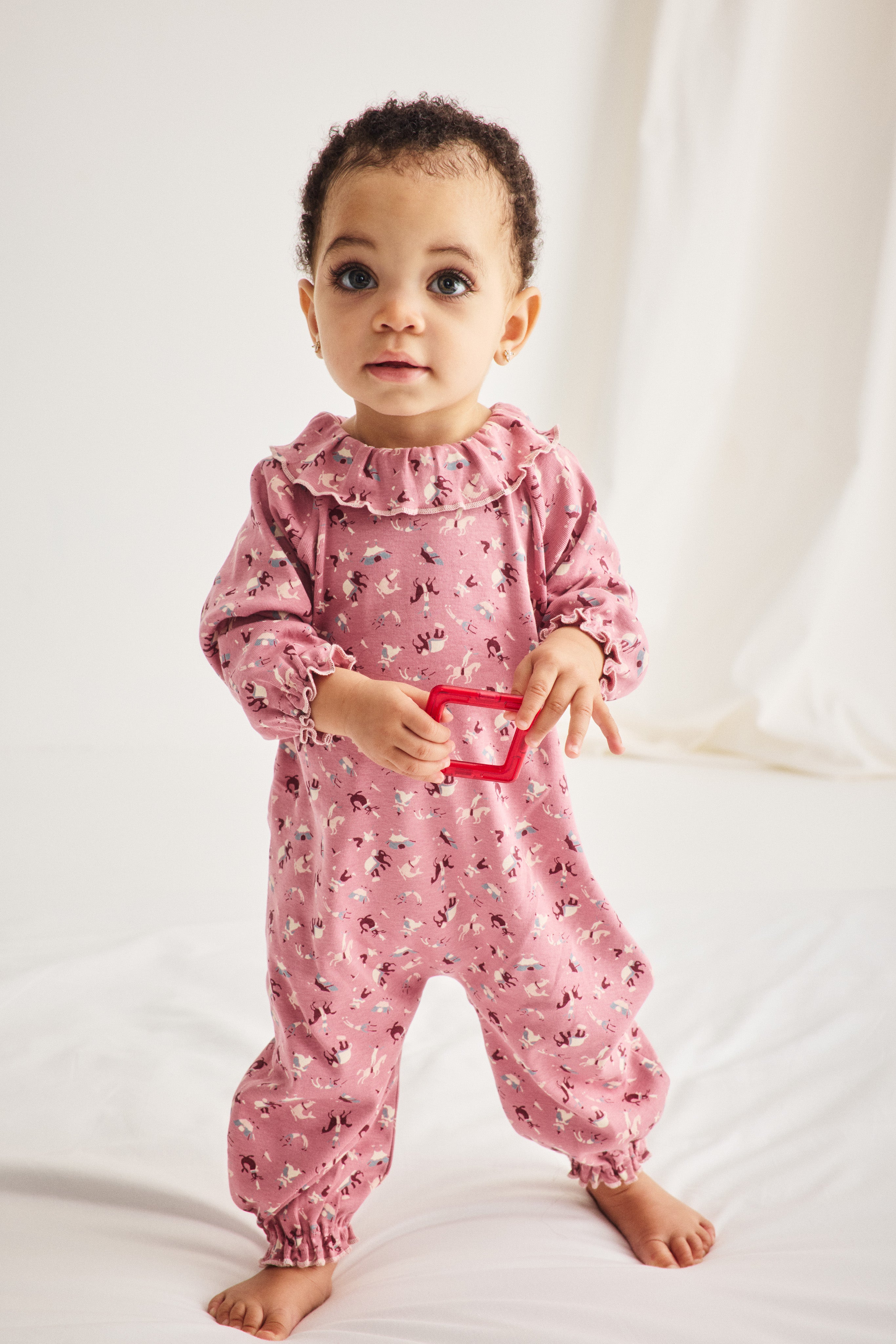Misha & Puff BABY PIERROT ONESIE (ANTIQUE ROSE CIRCUS) 26aw Drop1
