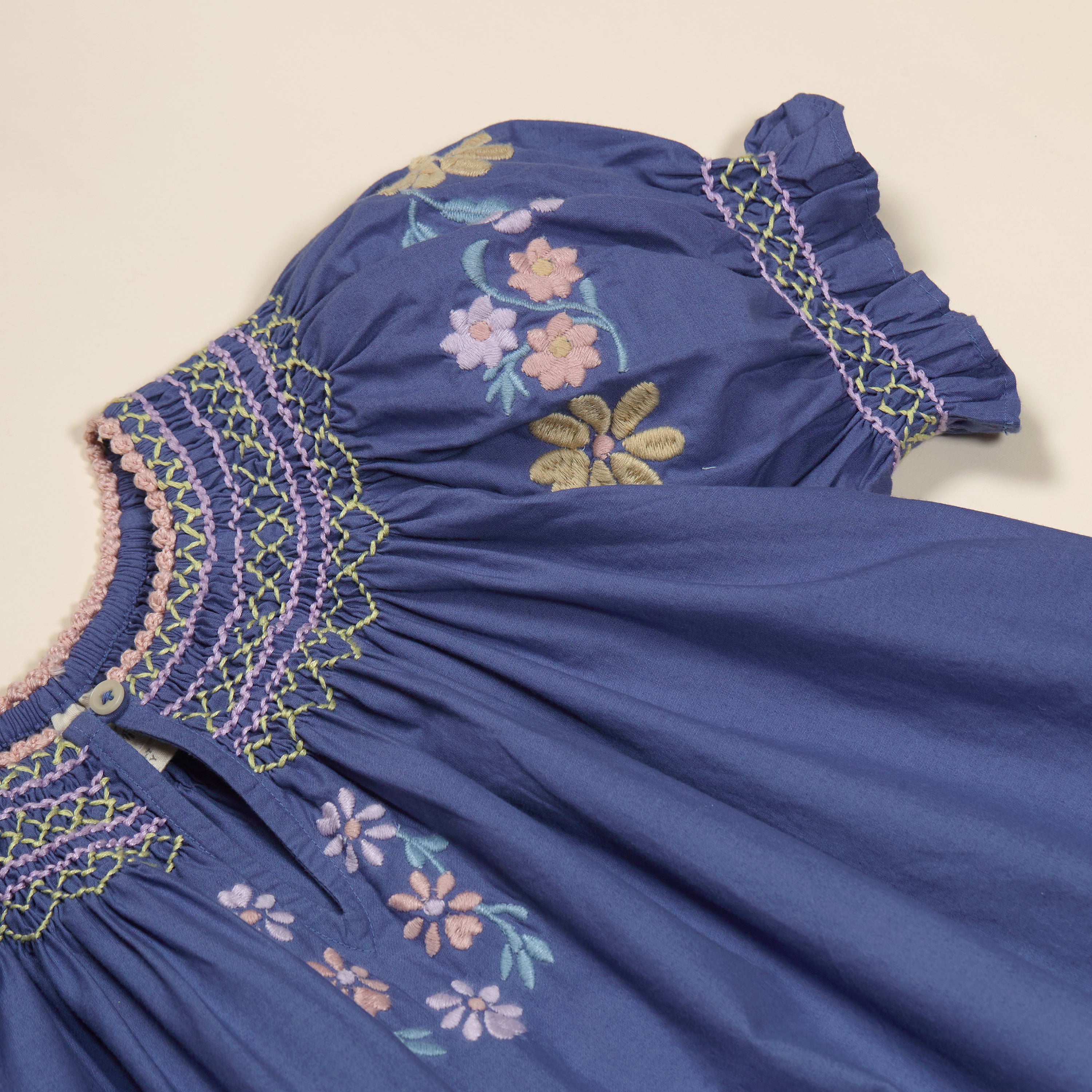 APOLINA VERNA SMOCK DRESS - AZUL