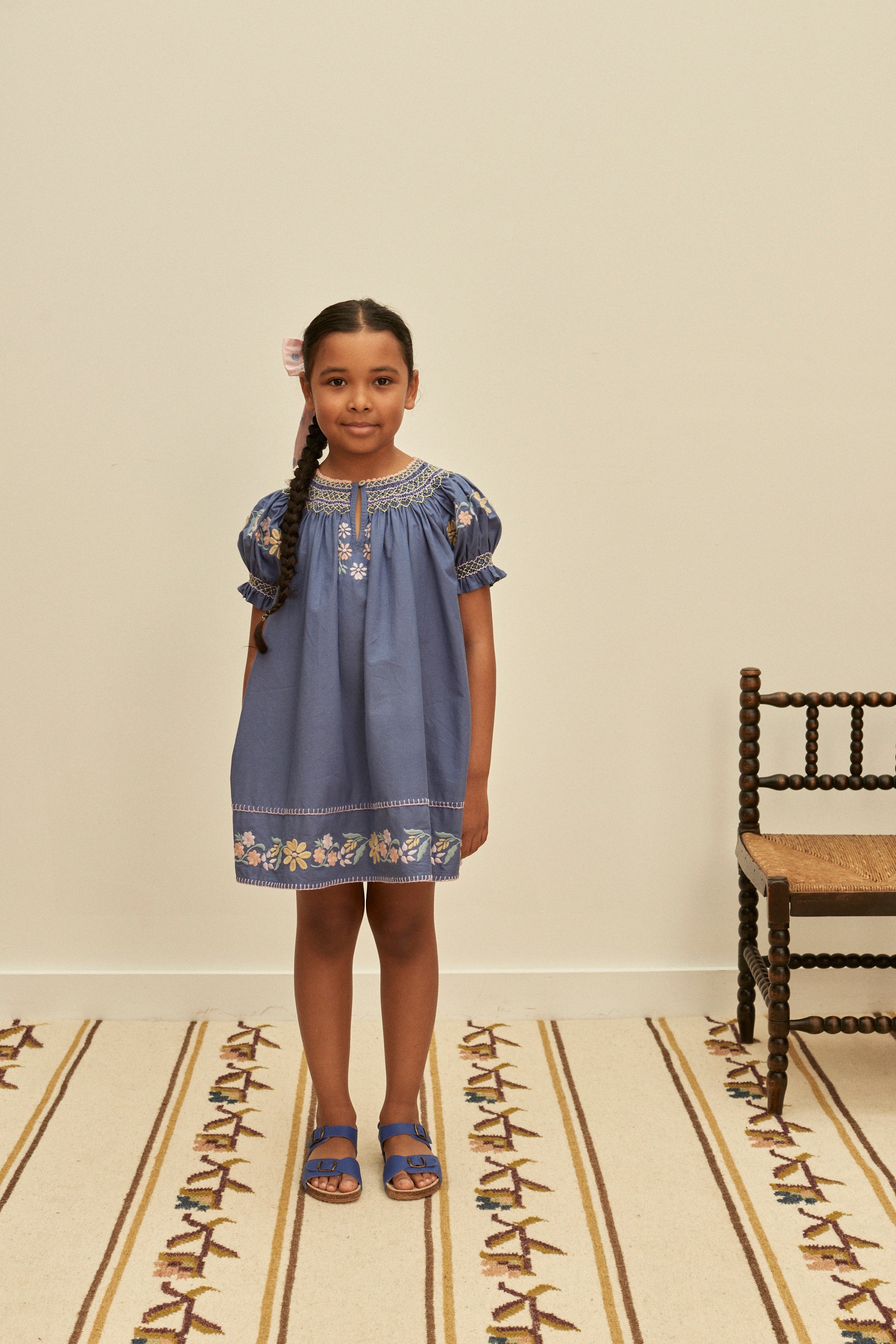 APOLINA VERNA SMOCK DRESS - AZUL