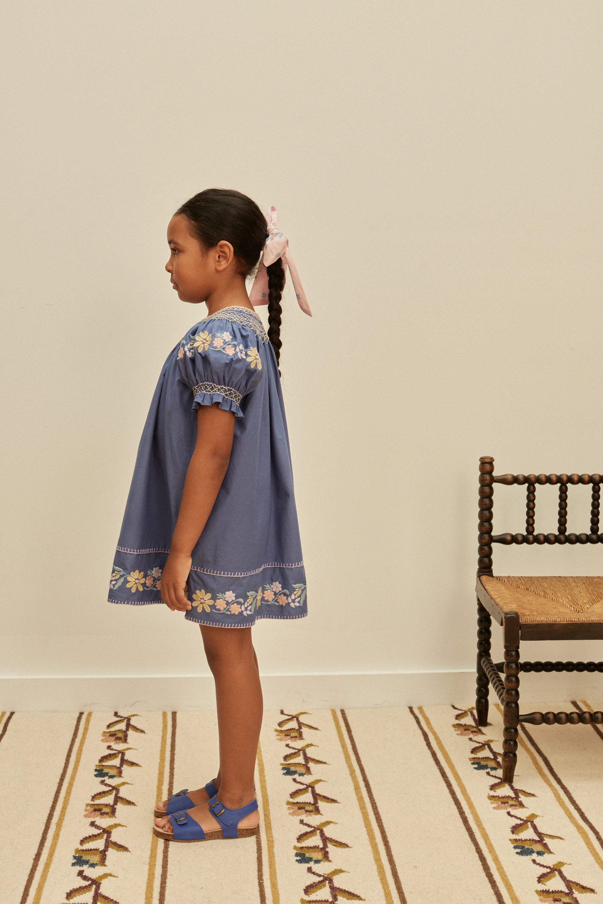 APOLINA VERNA SMOCK DRESS - AZUL