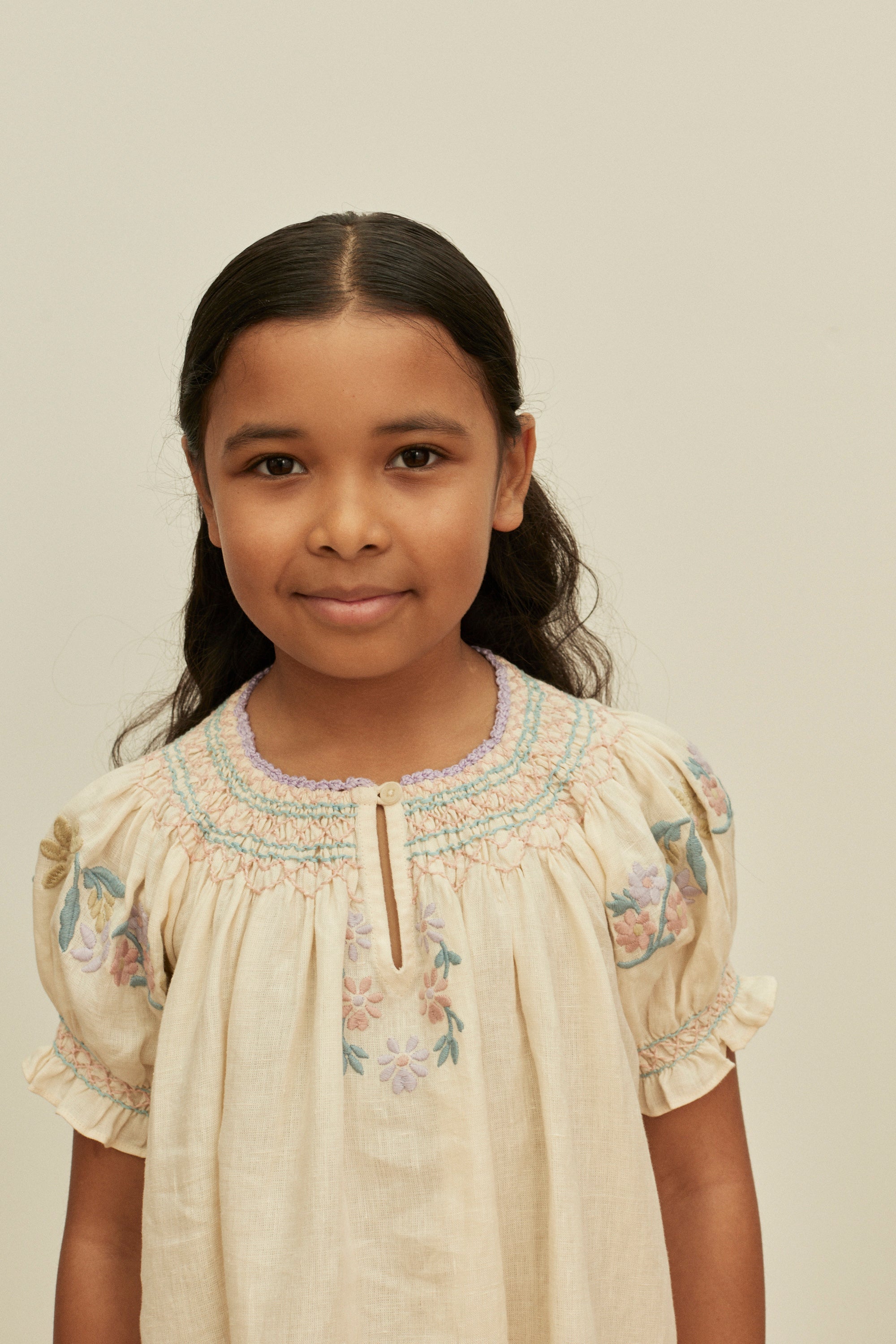 APOLINA VERNA SMOCK DRESS - CREAM