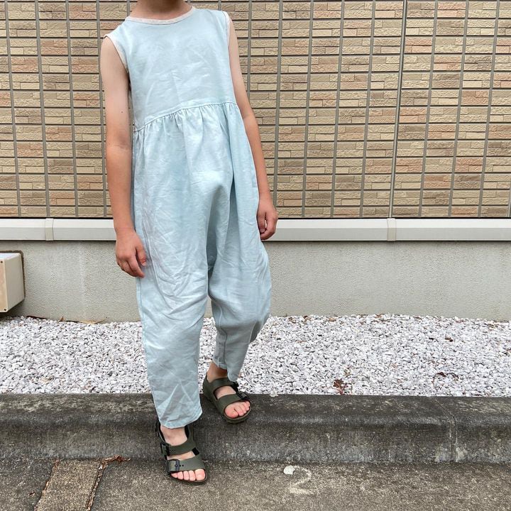 tiny tiny C Piping Jump suit クリームソーダ