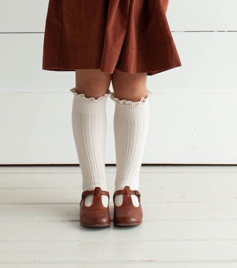 collegien Josephine lace-Trim Ribbed Knee-high Socks Doux agneaux