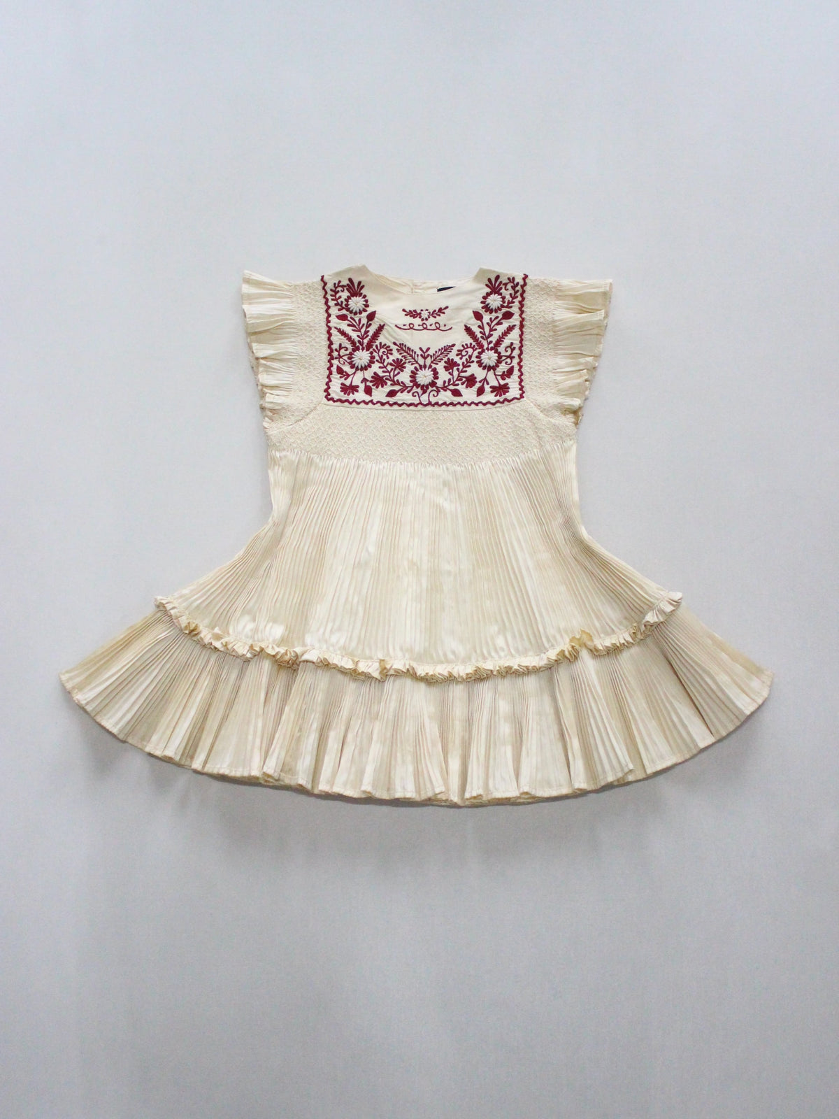 BONJOUR DIARY Dress pleated ivory taffetas