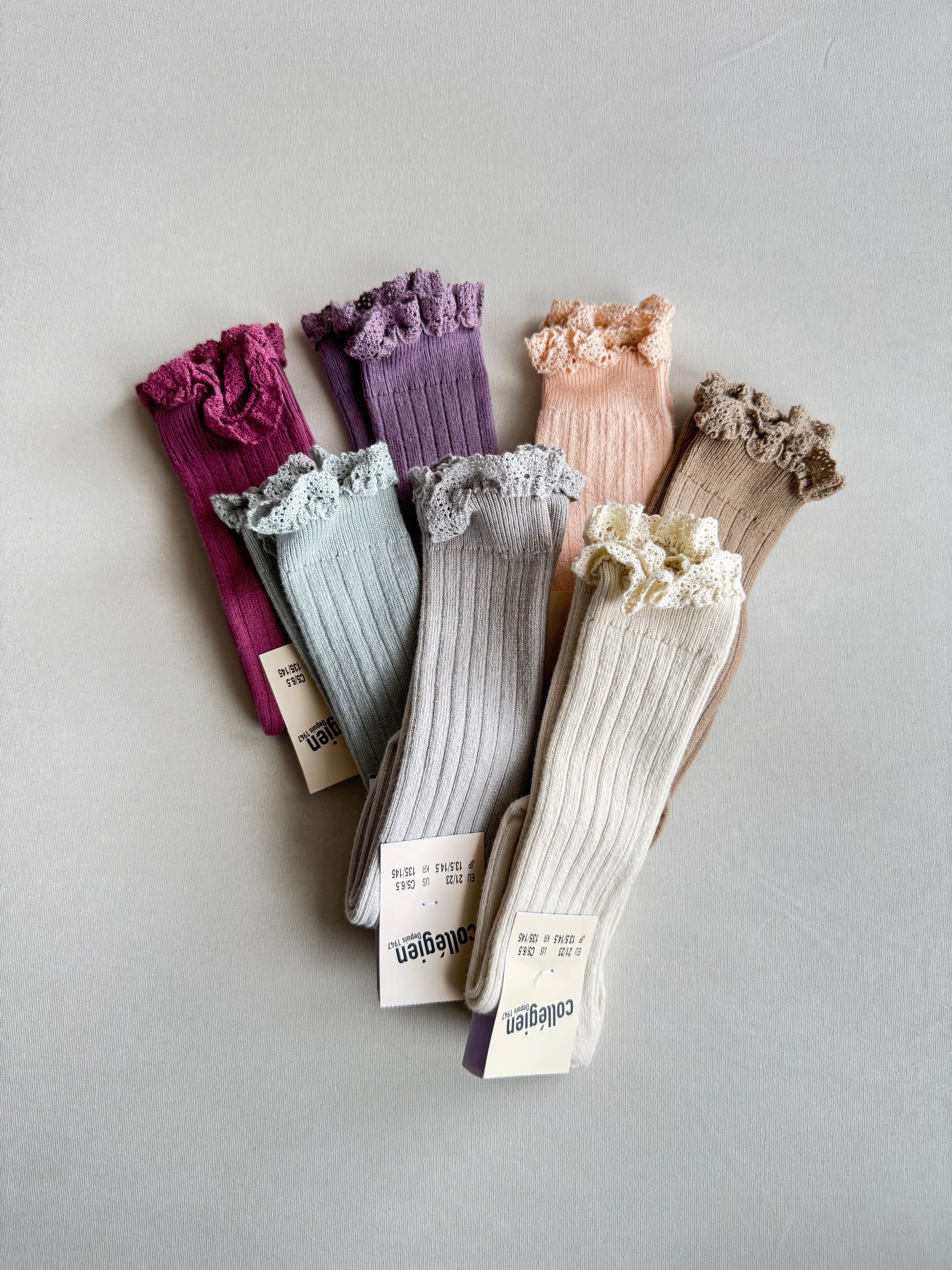 collegien Josephine lace-Trim Ribbed Knee-high Socks Doux agneaux