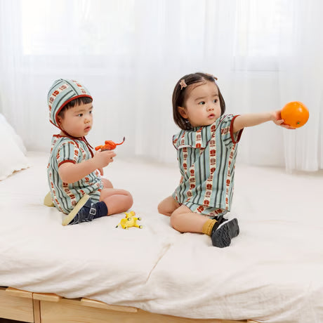 &pal retro stripe rompers kahki sax