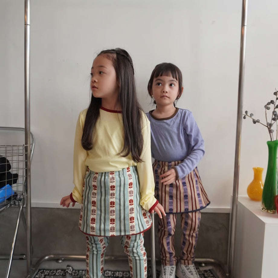 &pal retro stripe skirted leggings kahki sax