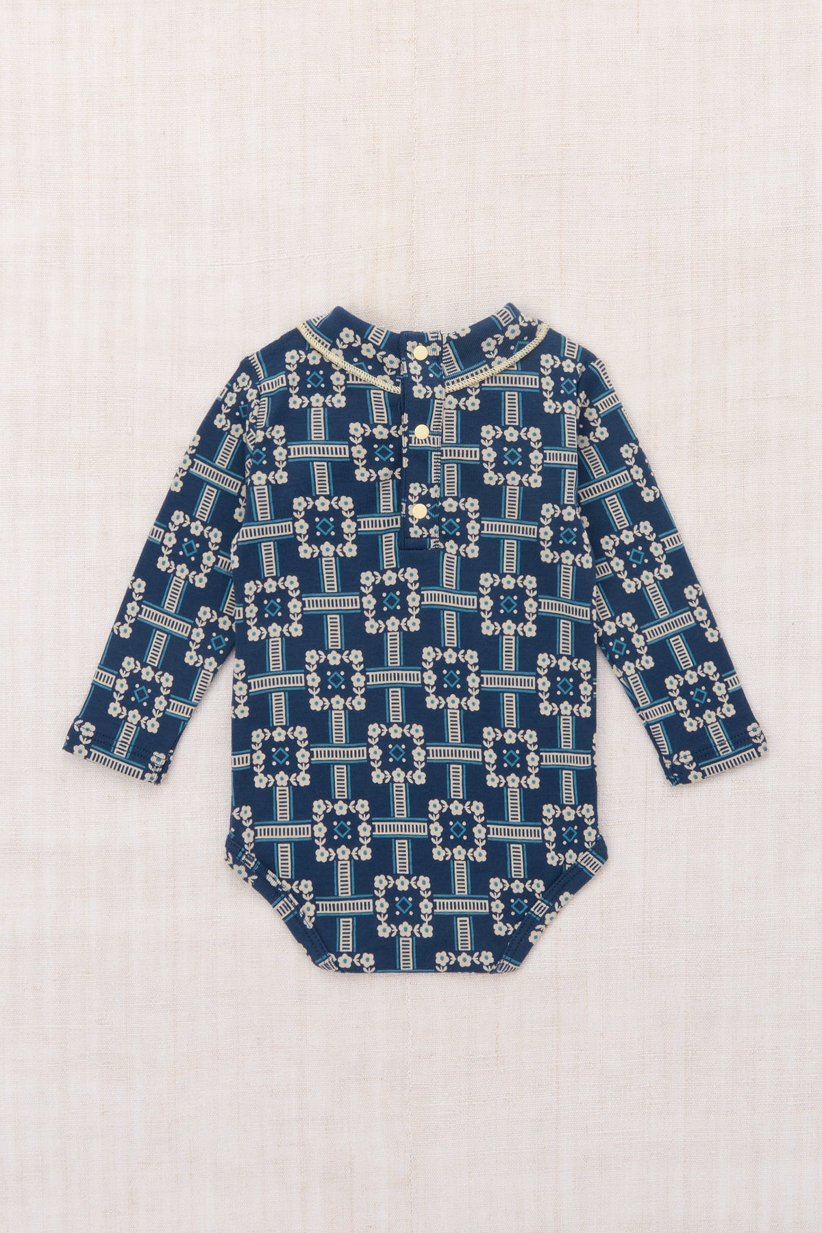 Misha & Puff   BABY SCOUT ONESIE (MOONLIGHT RAILROAD FLORAL) 26wi Drop1