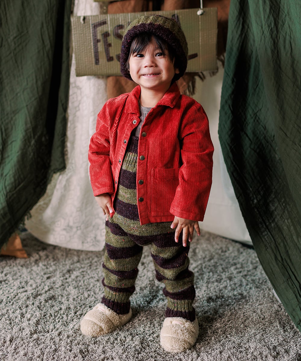 MABLI MOYA DUNGAREES- NETTLE/FIG STRIPE/ 12m 18m