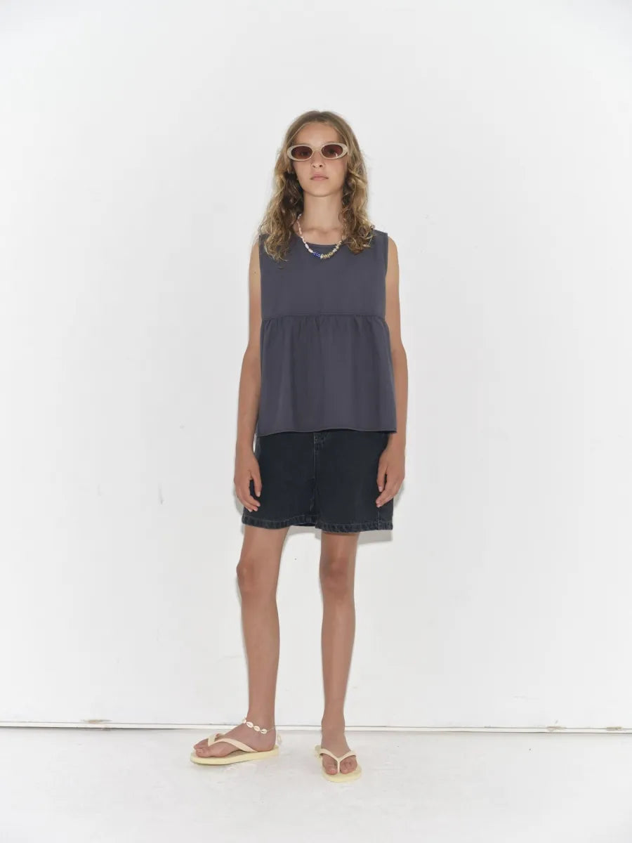 main story　Denim Short  Faded Black Denim