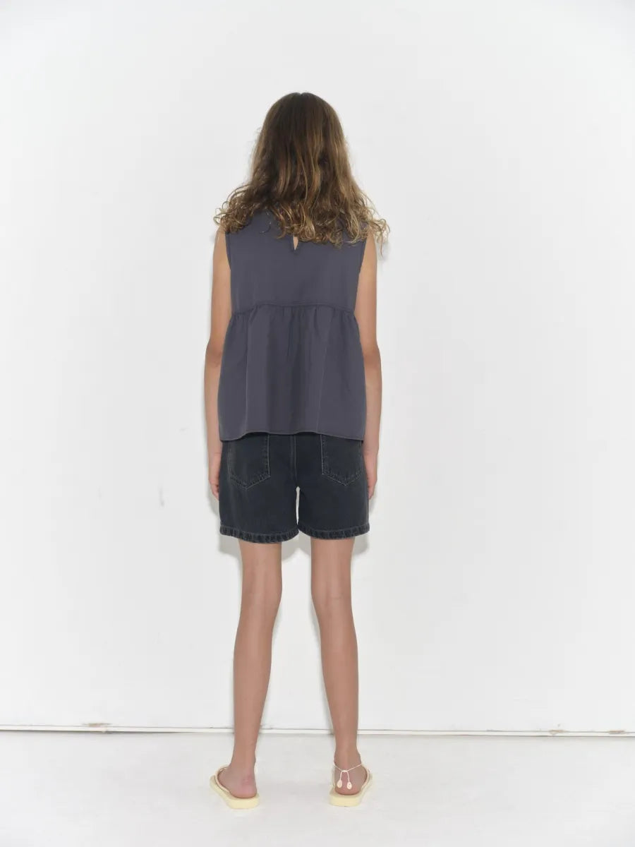 main story　Denim Short  Faded Black Denim