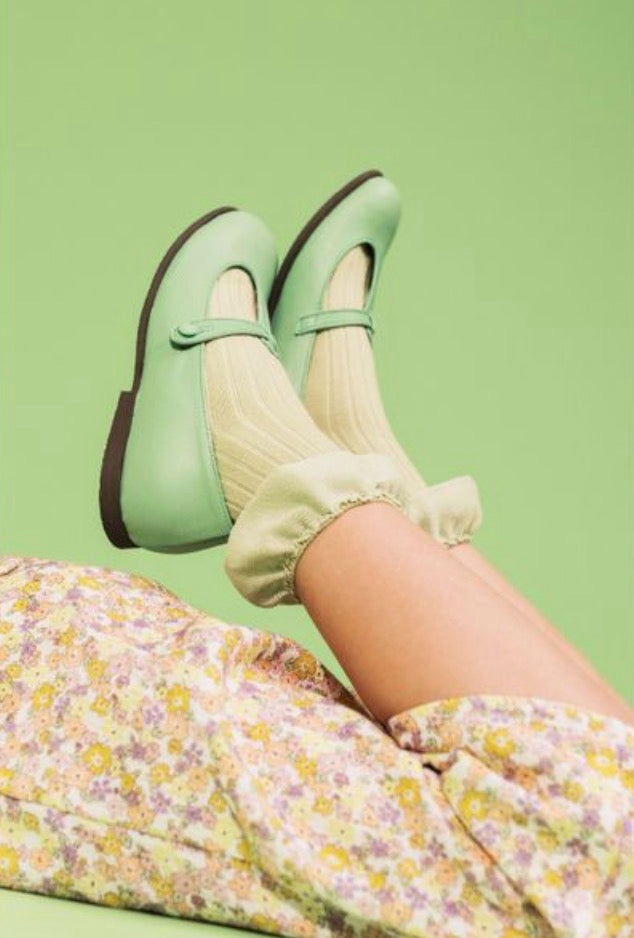 collegien  Ludivine - Ribbed Ankle Socks with Jersey Ruffle  sorbet