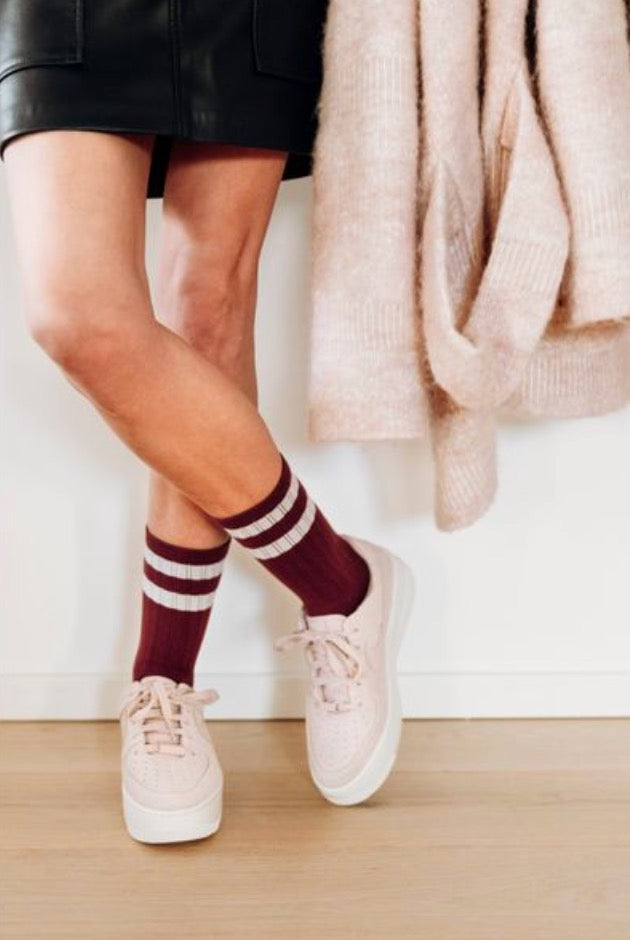 collegien Nico Ribbed Crew Socks Gris Perle