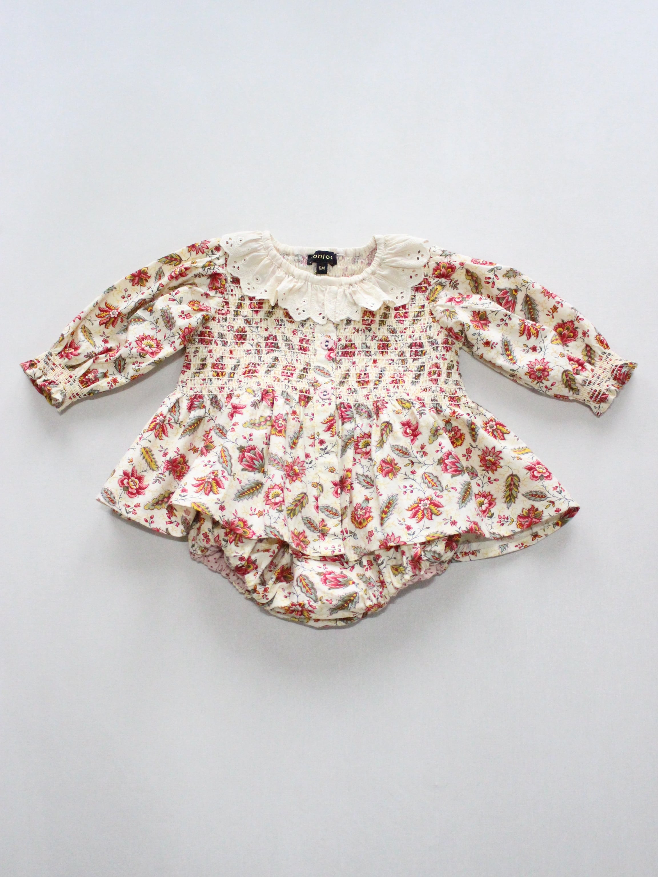 BONJOUR DIARY  Baby set with reversible bloomer Aline print 6m-2y　