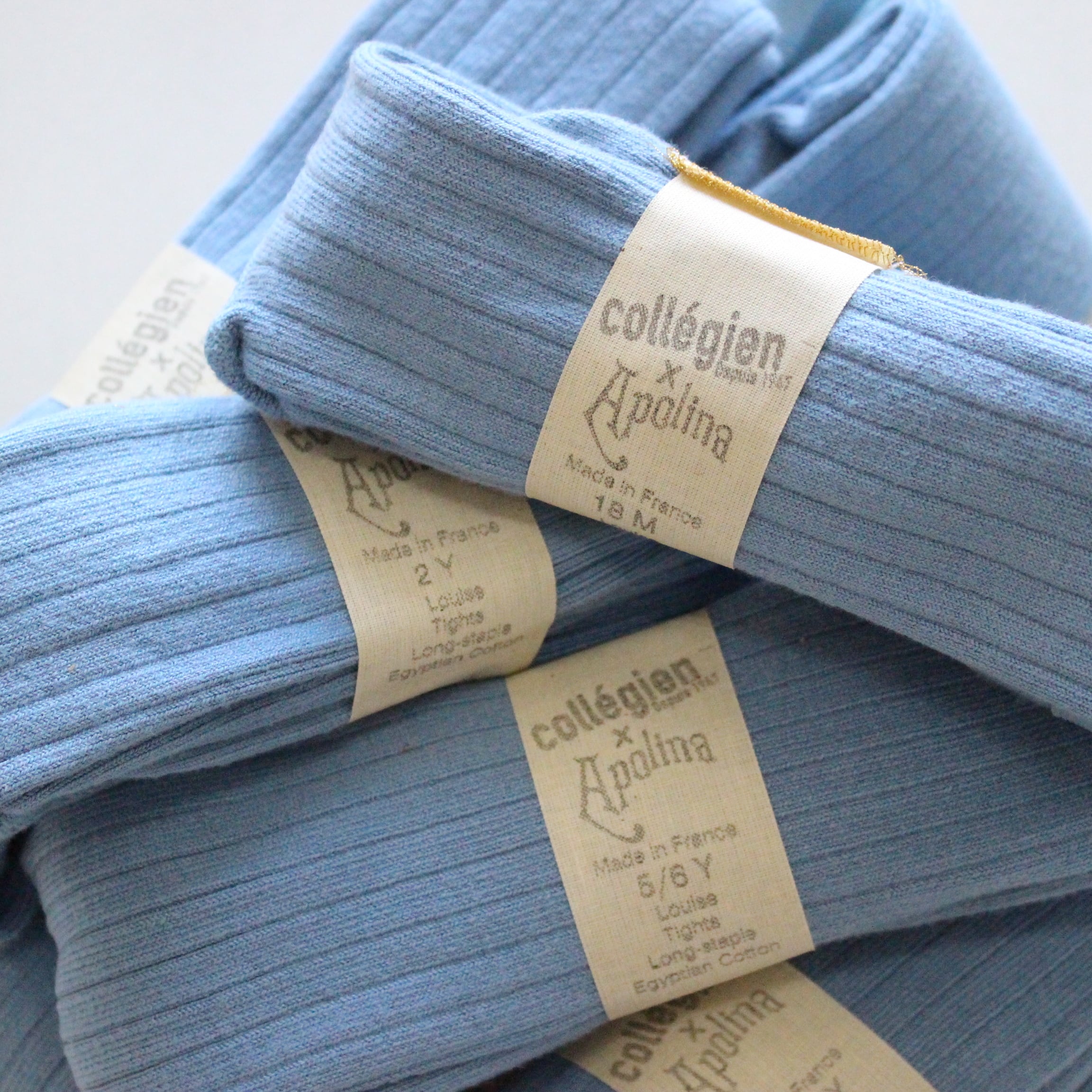 Apolina X collegien RIBBED TIGHTS Bleu Azur