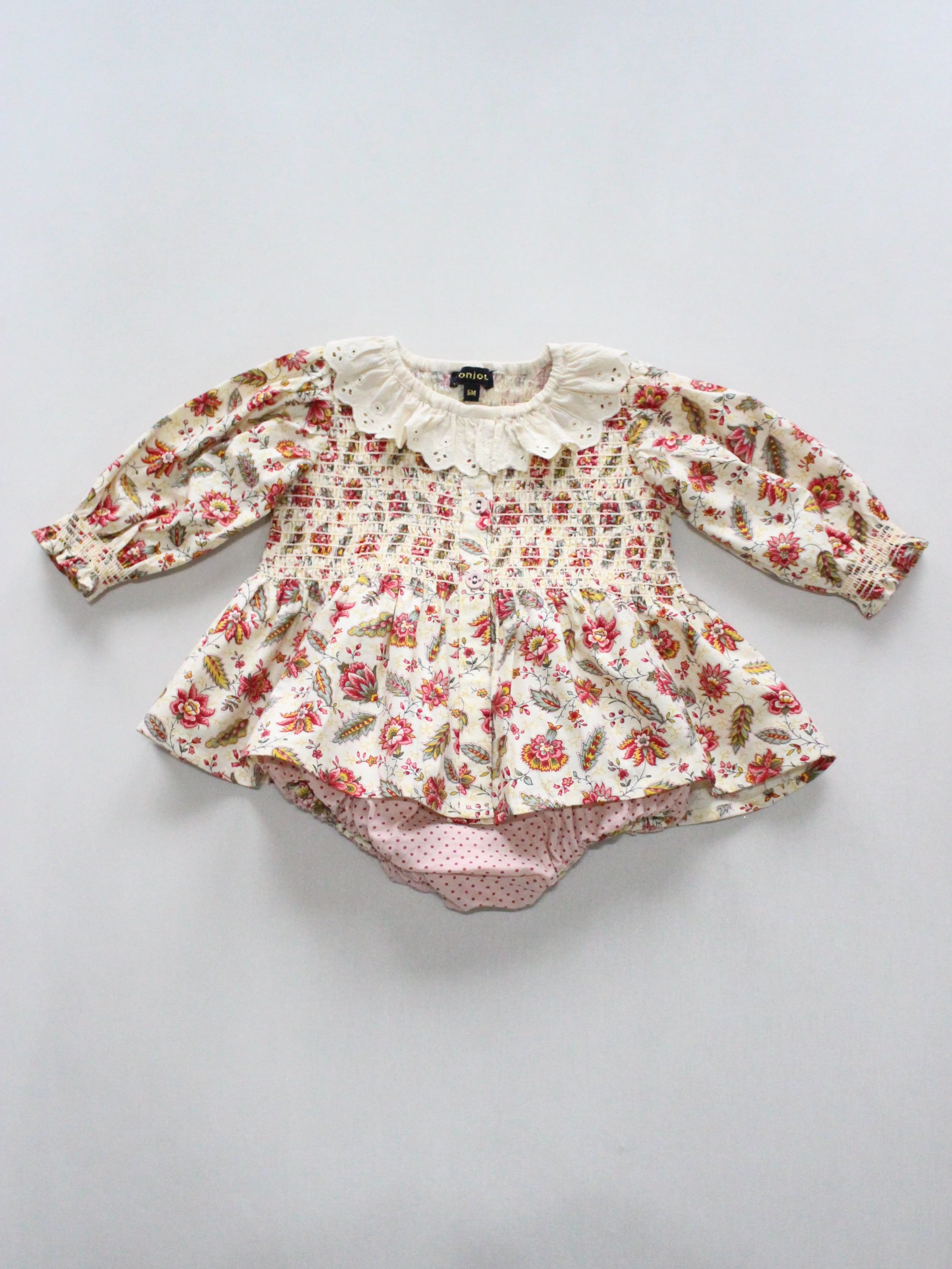 BONJOUR DIARY Baby set with reversible bloomer Aline print 6m-2y