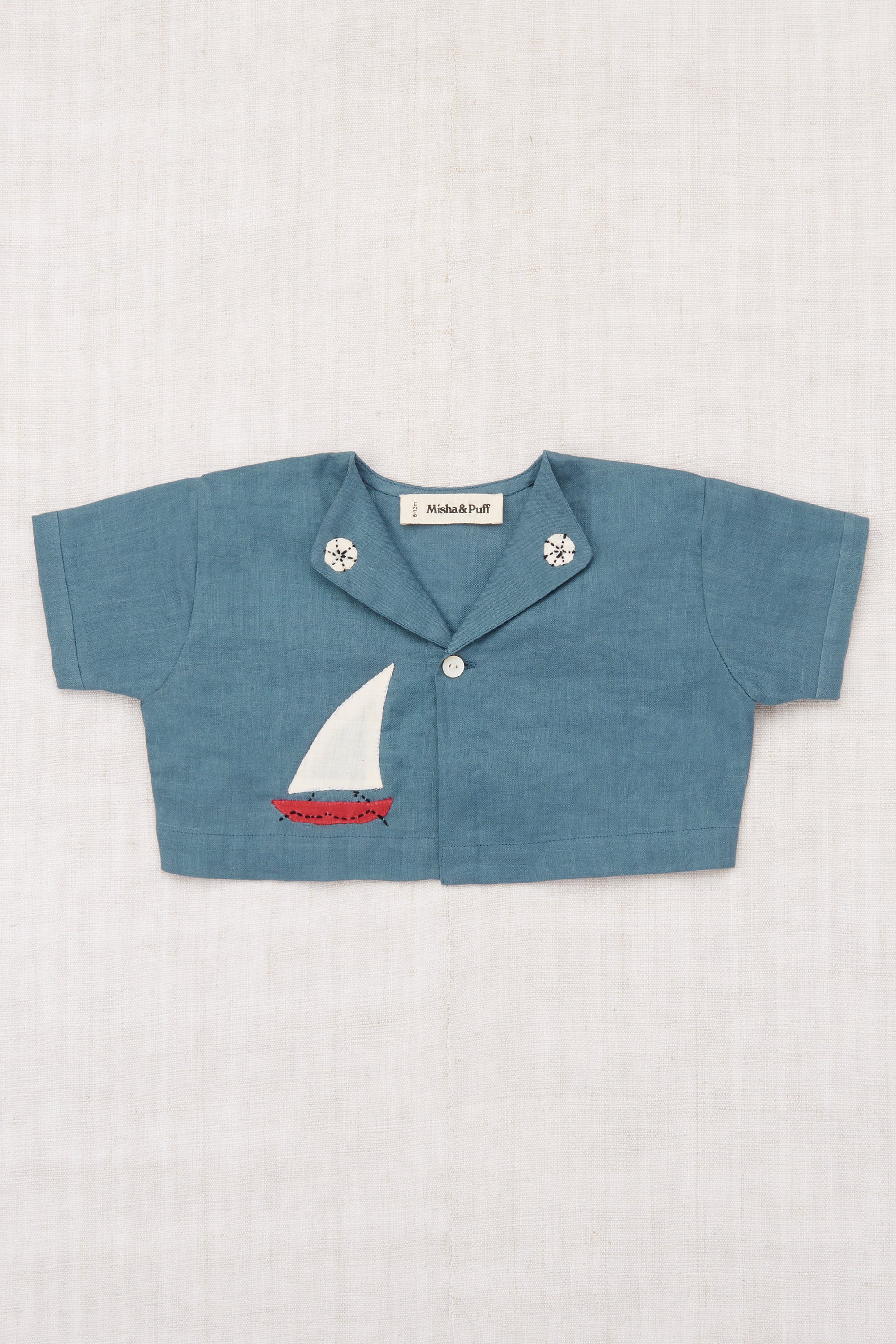 Misha & Puff Seaside Button Top Blueslate Baby